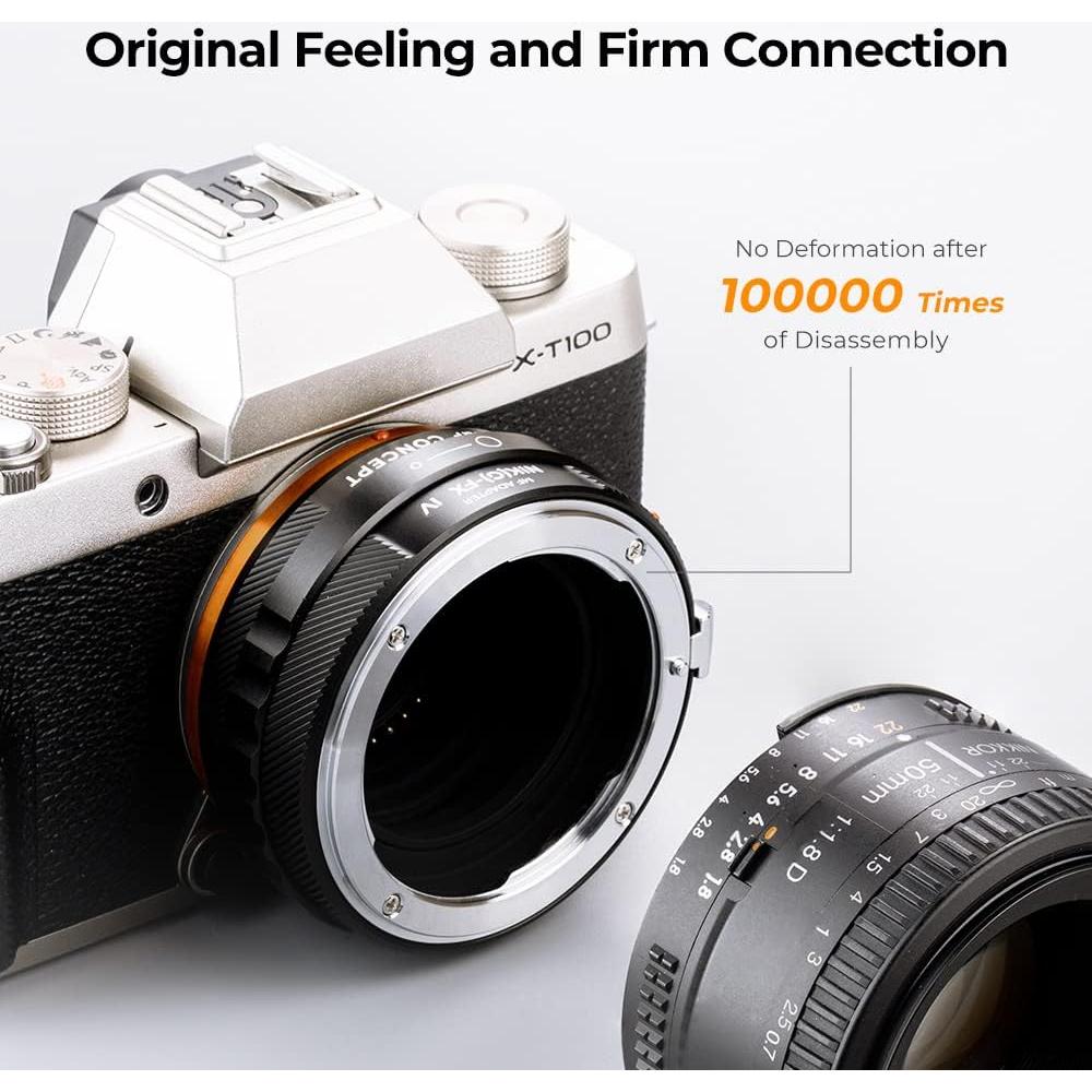 Adaptador de Montura K&F Concept Nikon G a Fujifilm X Manual