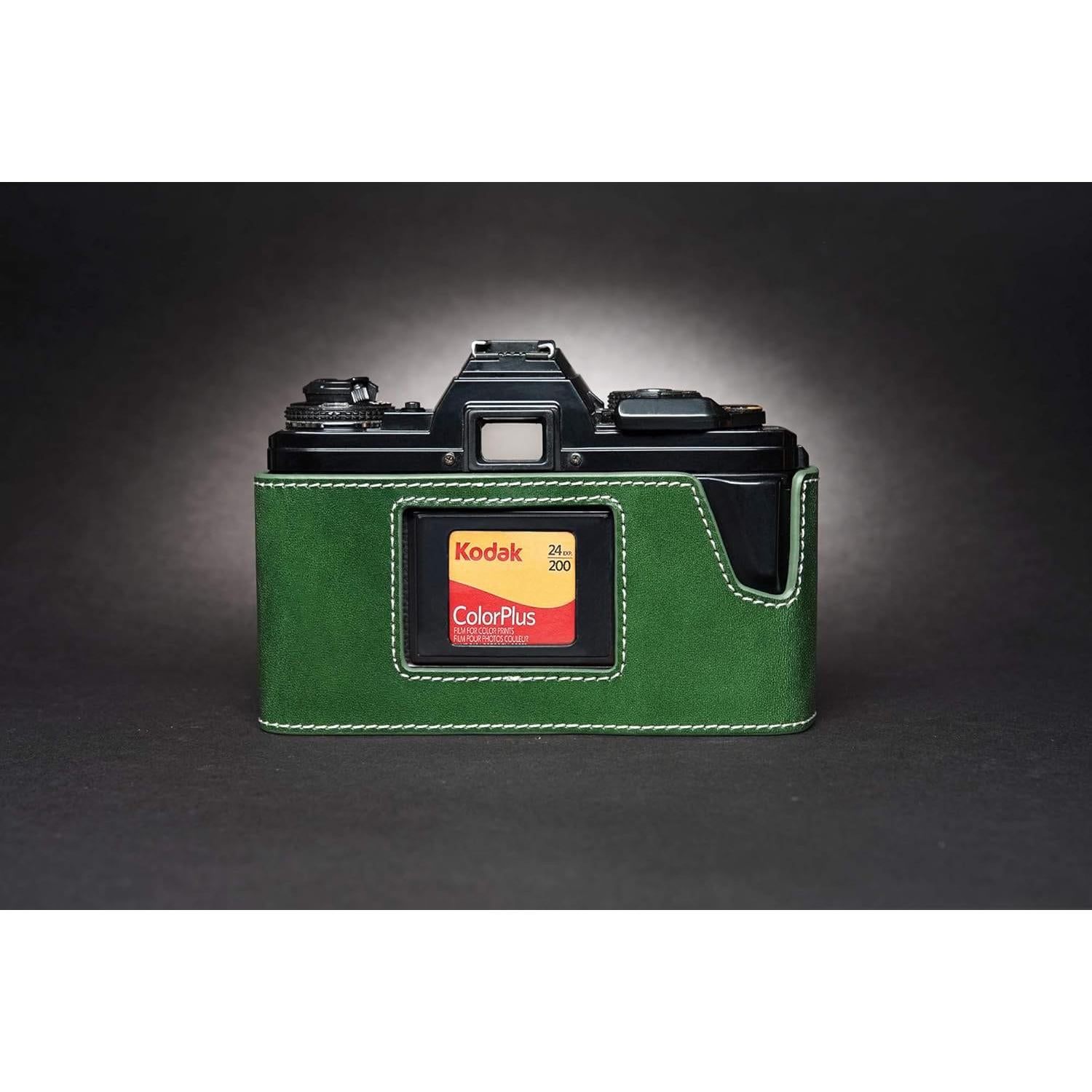 Funda de Cuero Real BolinUS para Cámara Minolta X-700 Verde