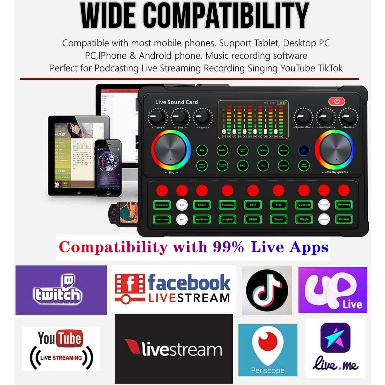 Paquete de Podcast CofeLife M300 Micrófono 48V y Efectos