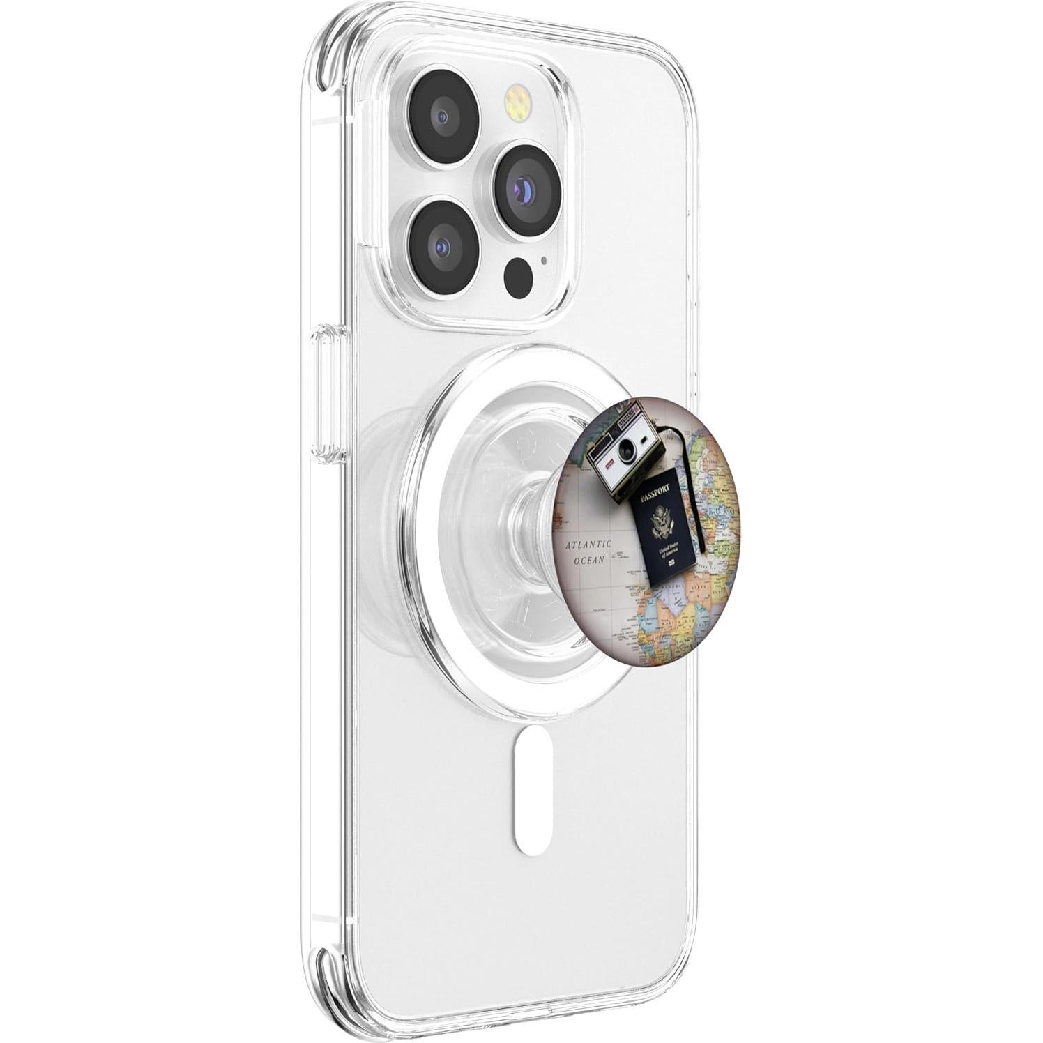 PopGrip Magnético PopSockets con Cámara Vintage y Mapa Mundial