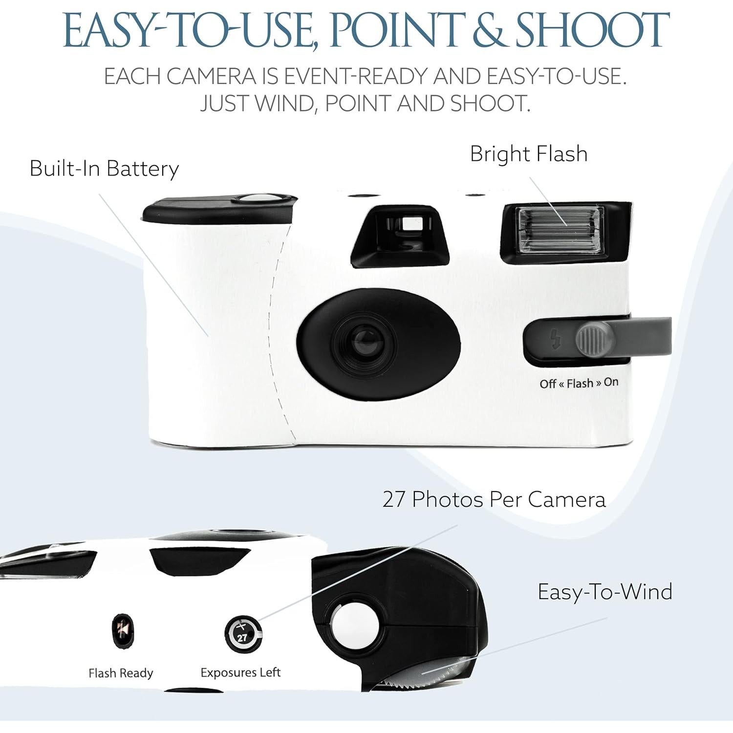 Cámaras Desechables H&H Photo Supply - Paquete de 12, 27 Fotos