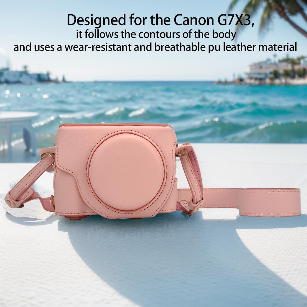Funda de cámara Bowan para Sony G7X Mark II y III - Cuero PU Rosa