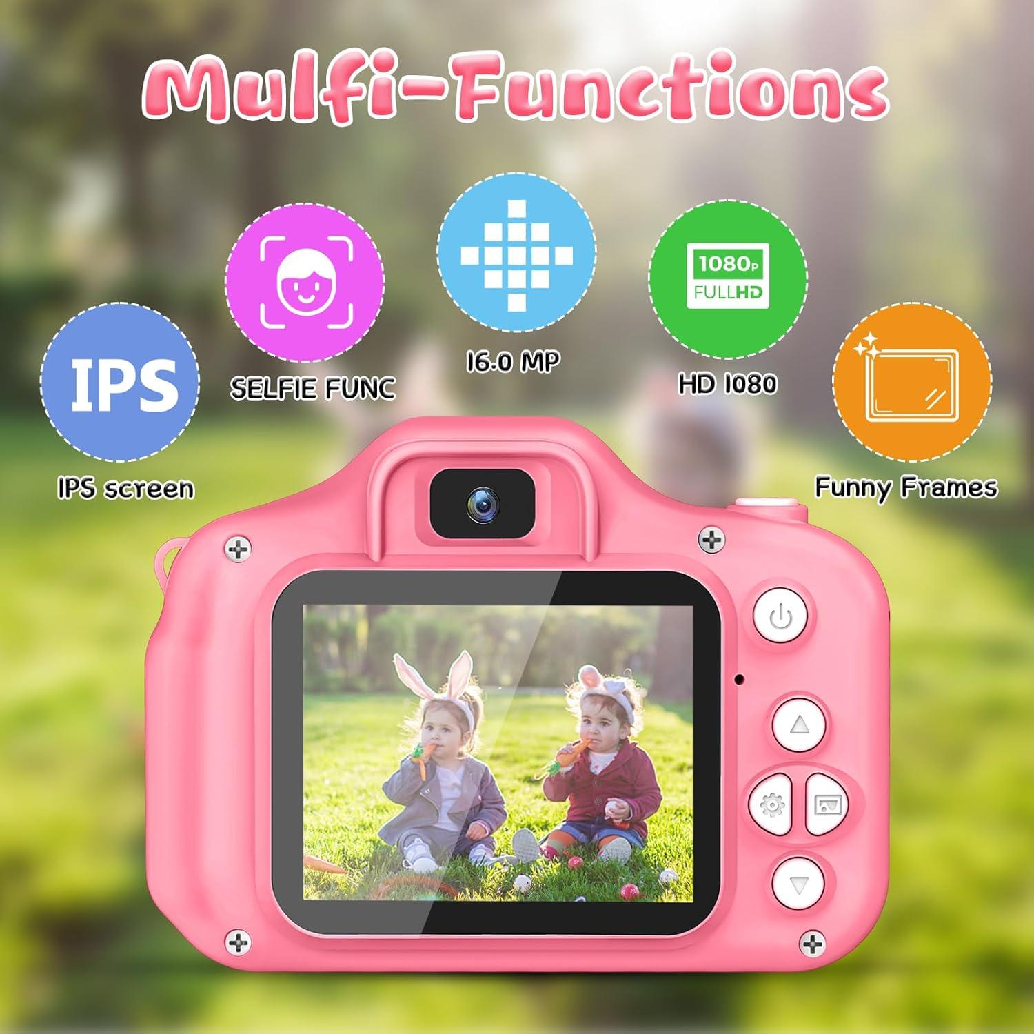 Cámara Digital para Niños GPOSY 48MP Rosa con Video 1080P