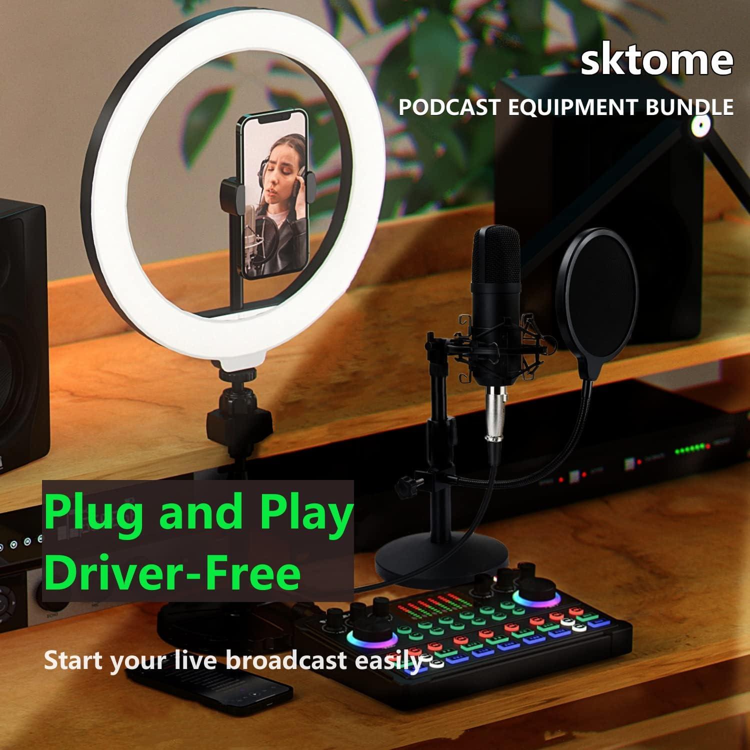 Paquete de Podcast SKTOME M300-ZM01 Micrófono XLR 48V