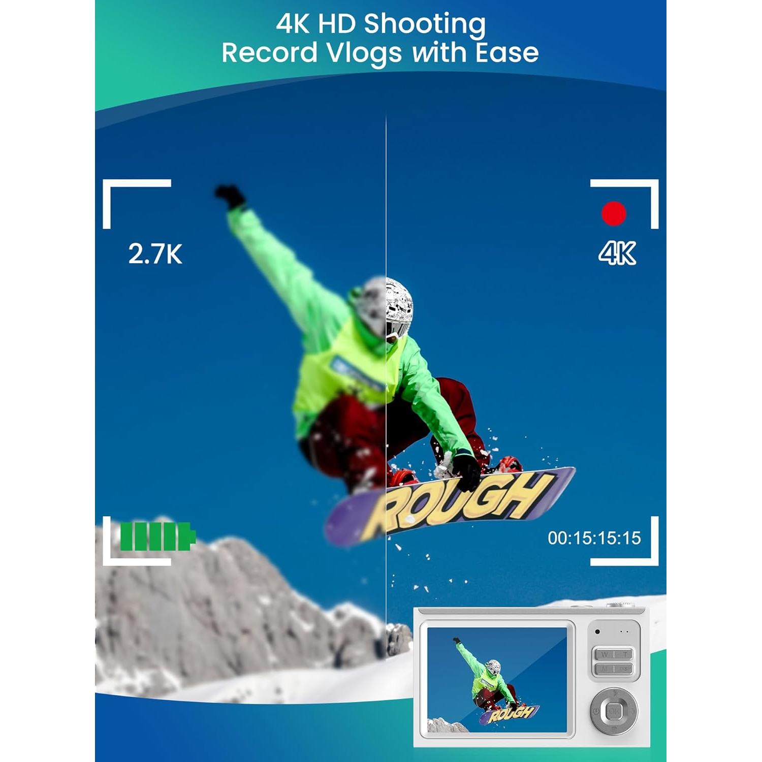 Cámara Digital Ocakuiter Z19 4K 68MP Zoom 16X para Niños