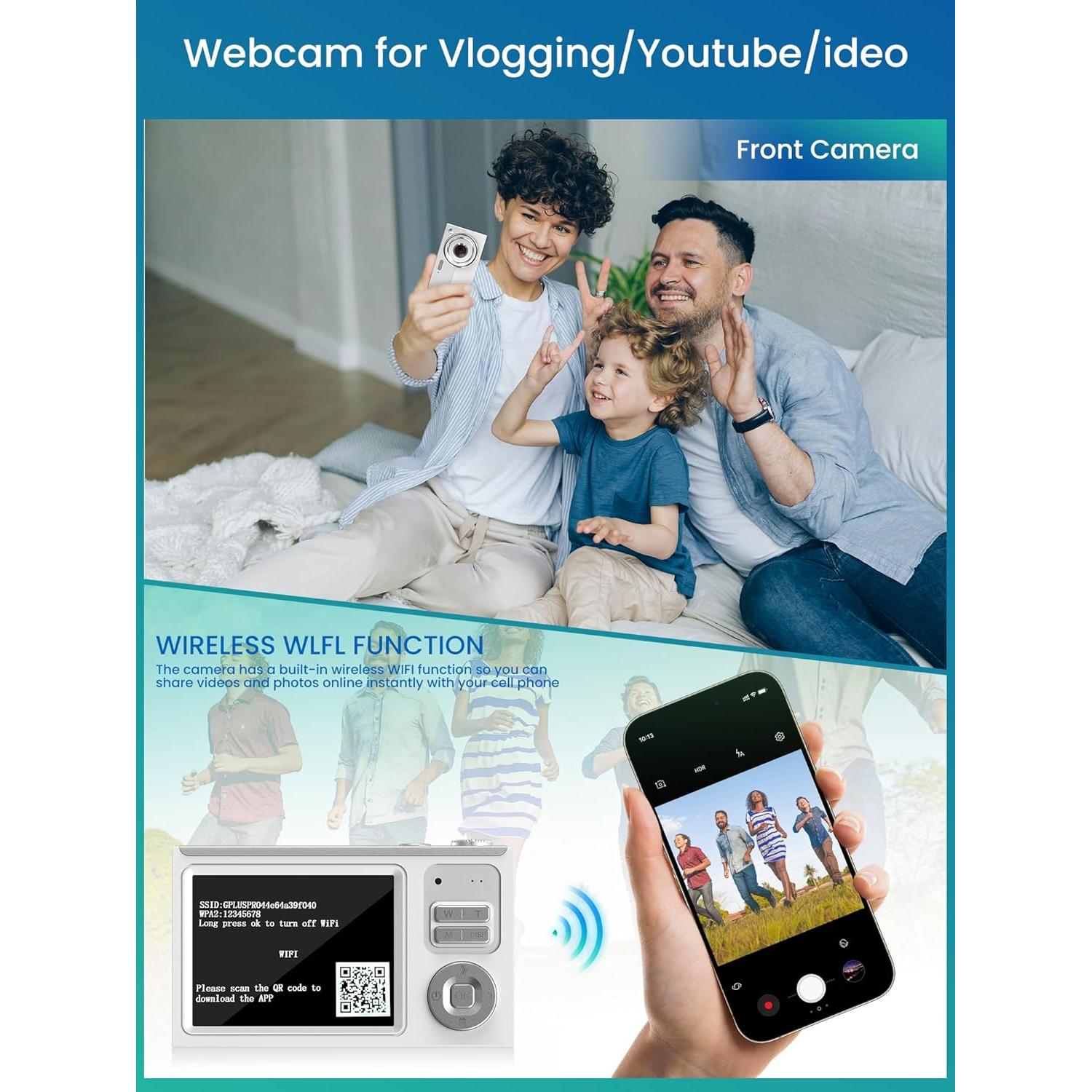 Cámara Digital Ocakuiter Z19 4K 68MP Zoom 16X para Niños