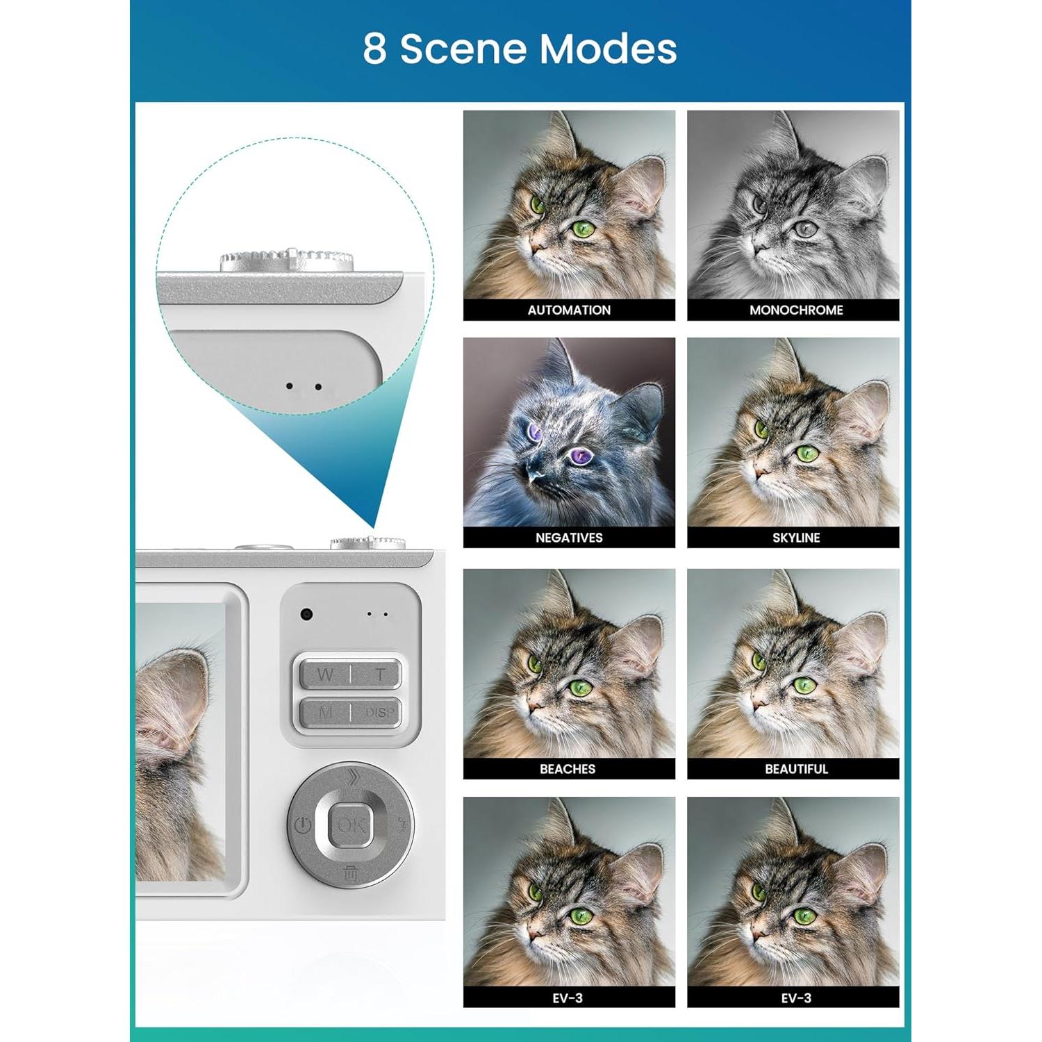 Cámara Digital Ocakuiter Z19 4K 68MP Zoom 16X para Niños