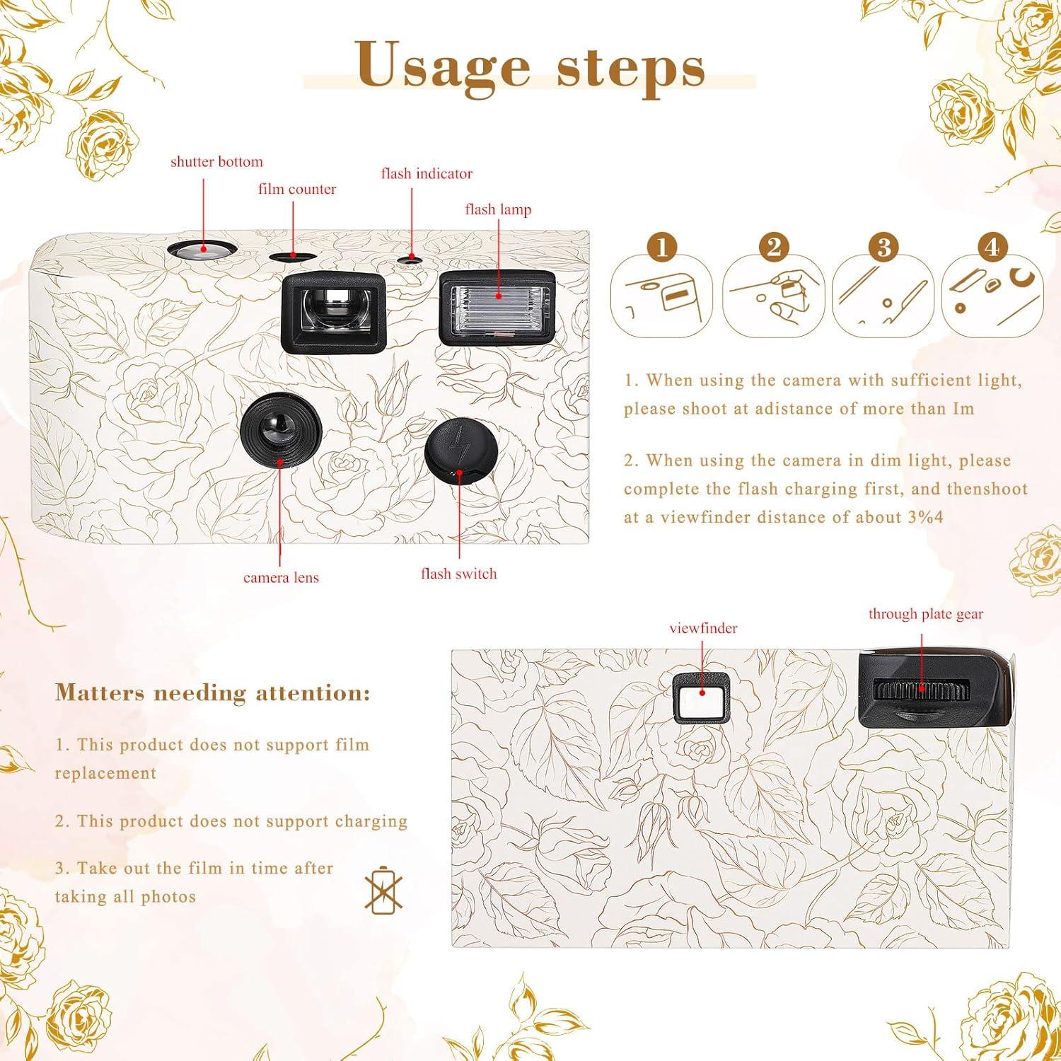 Cámara Desechable Zhengmy 4 Pack con Flash 34mm Blanco y Negro