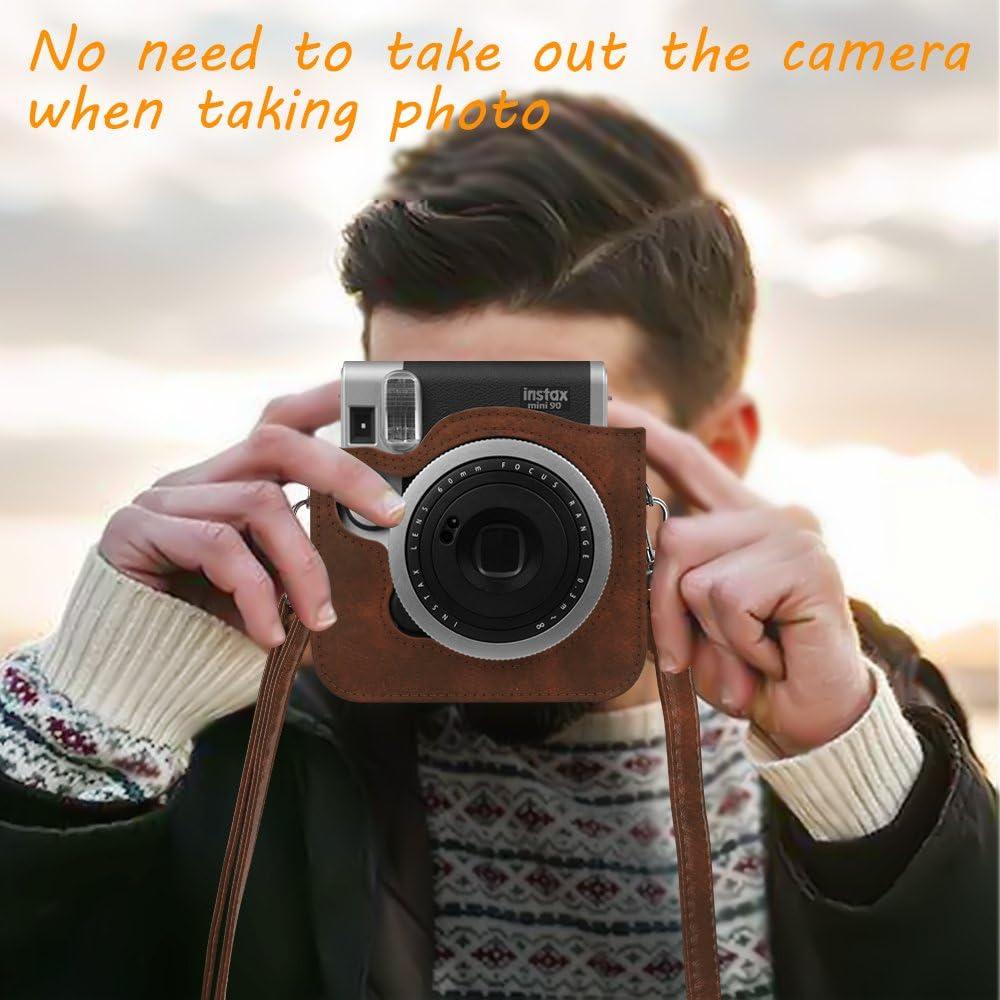 Funda Protectora Fintie para Cámara Fujifilm Instax Mini 90 - Cuero Vegano Marrón