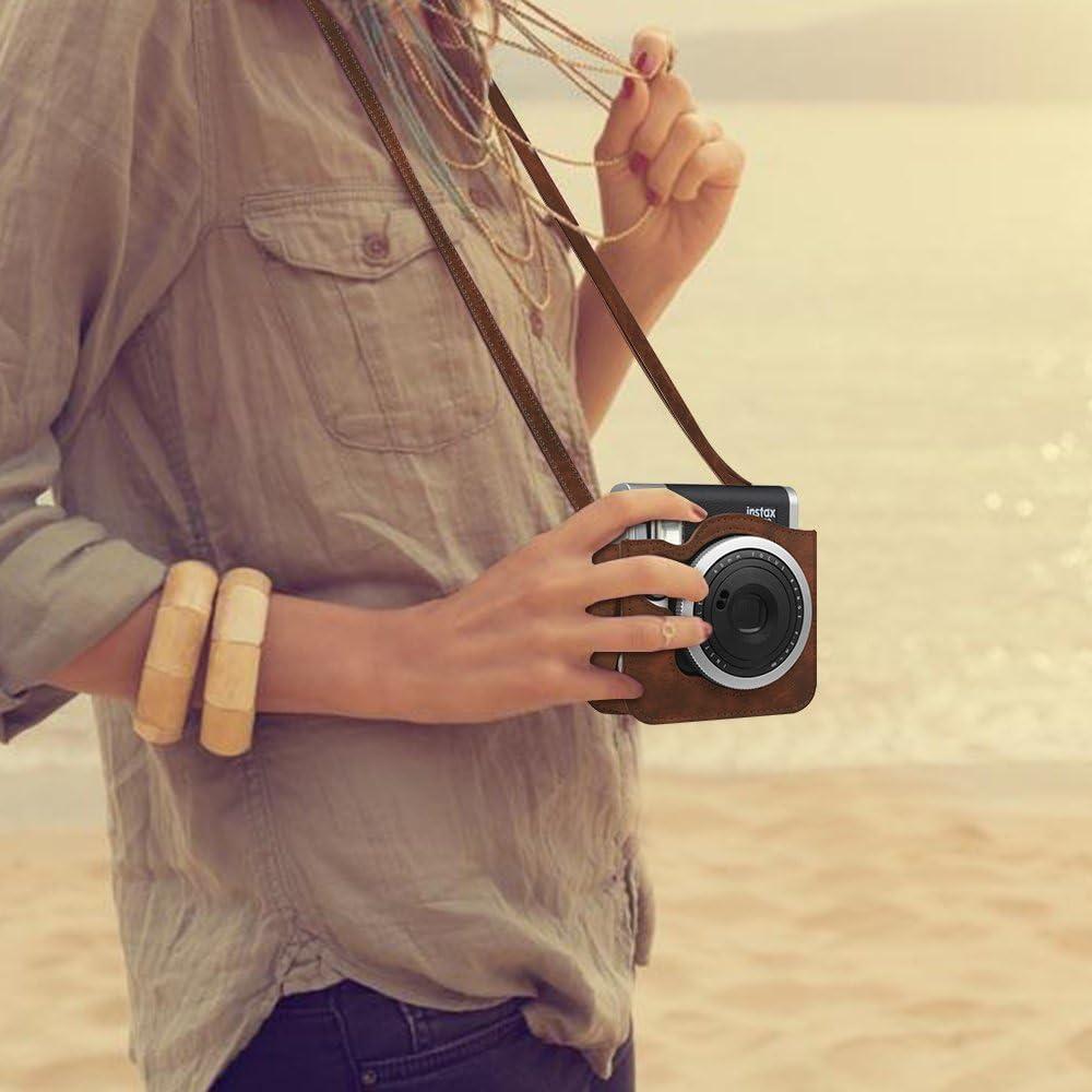 Funda Protectora Fintie para Cámara Fujifilm Instax Mini 90 - Cuero Vegano Marrón