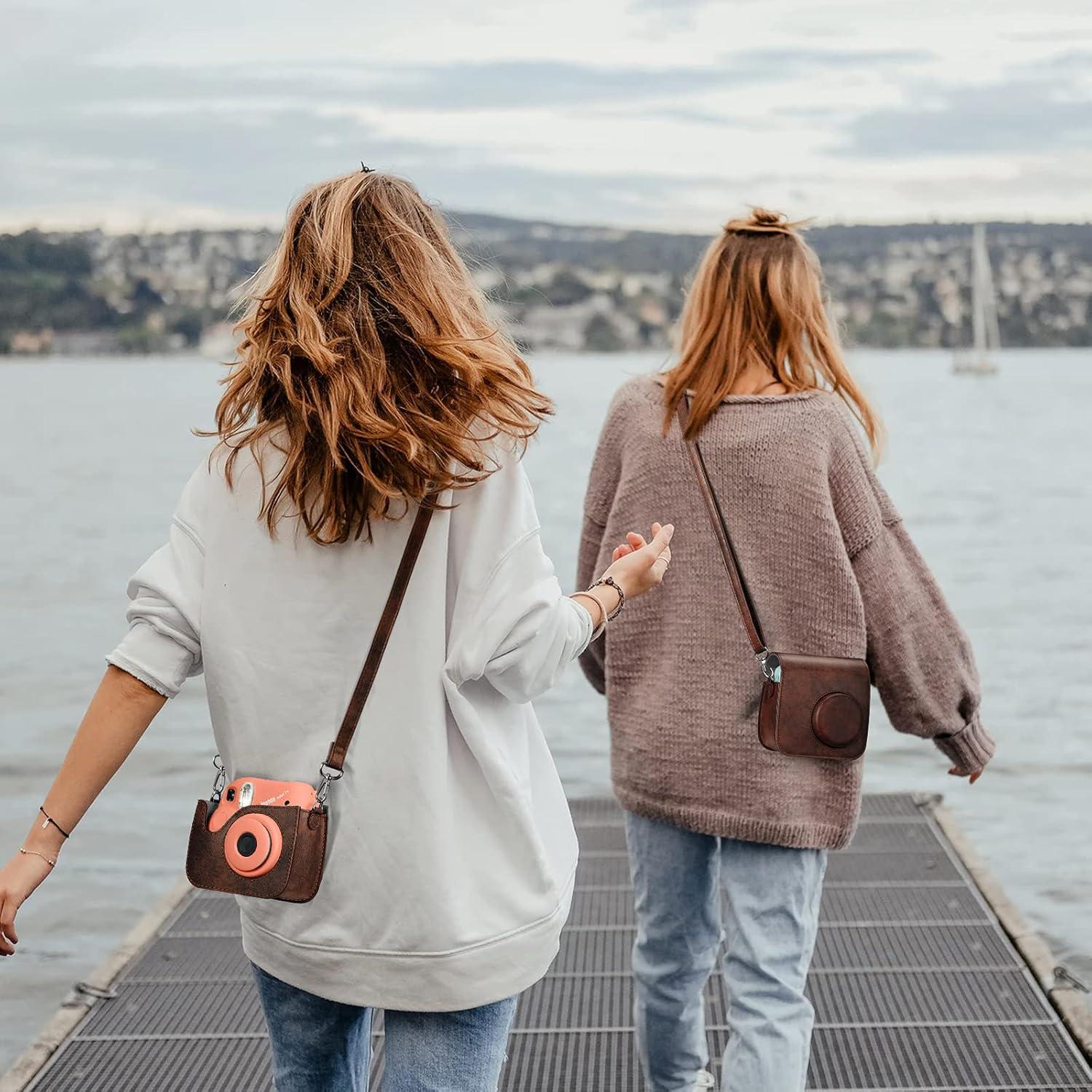 Funda Protectora Fintie para Fujifilm Instax Mini 7+ - Cuero Vegano Marrón