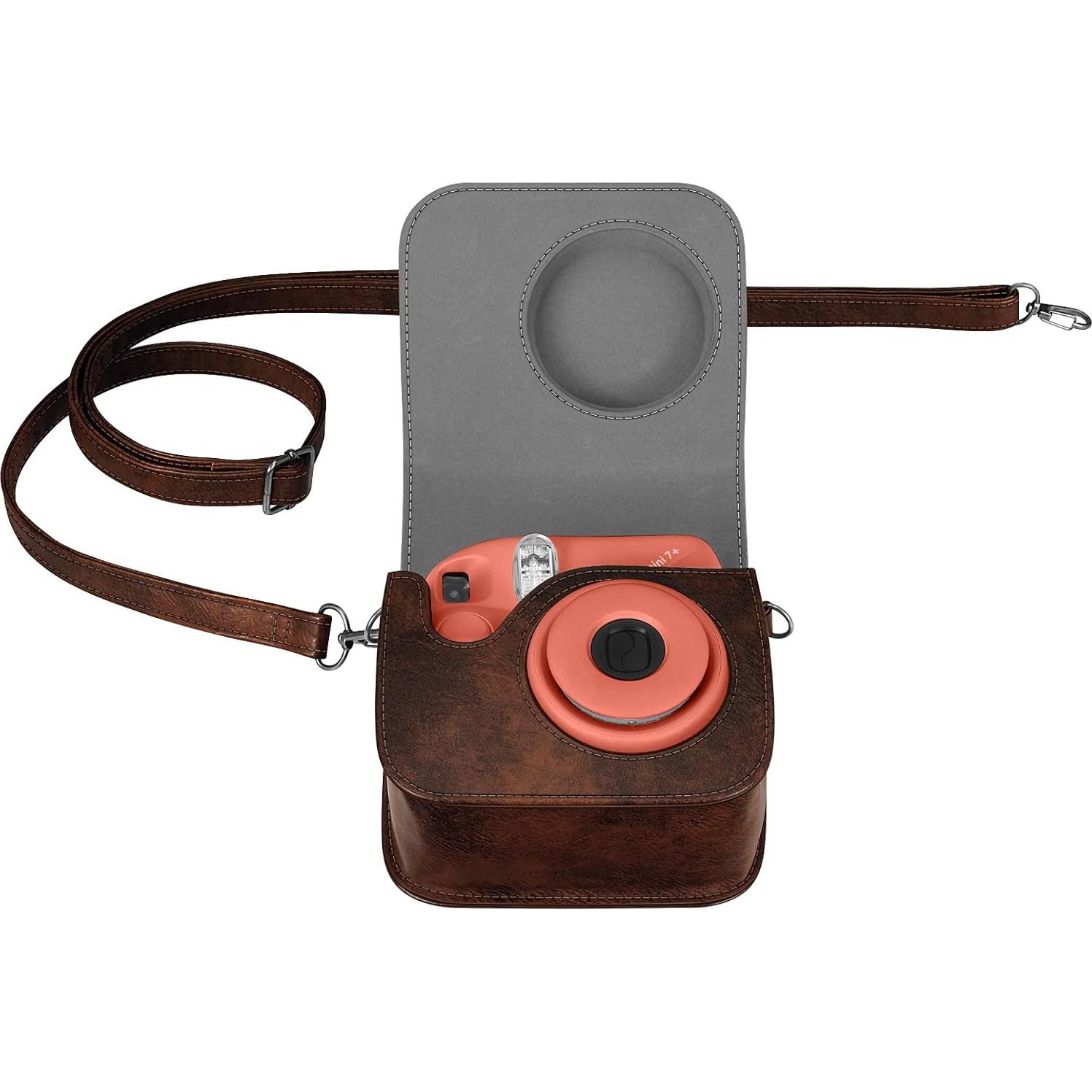 Funda Protectora Fintie para Fujifilm Instax Mini 7+ - Cuero Vegano Marrón