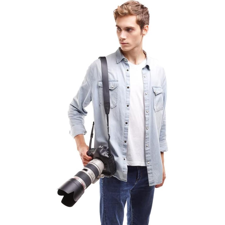 Correa de Hombro de Cuero CANPIS Negra para Cámara DSLR