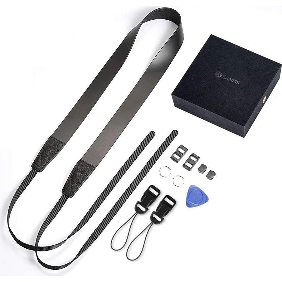 Correa de Hombro de Cuero CANPIS Negra para Cámara DSLR