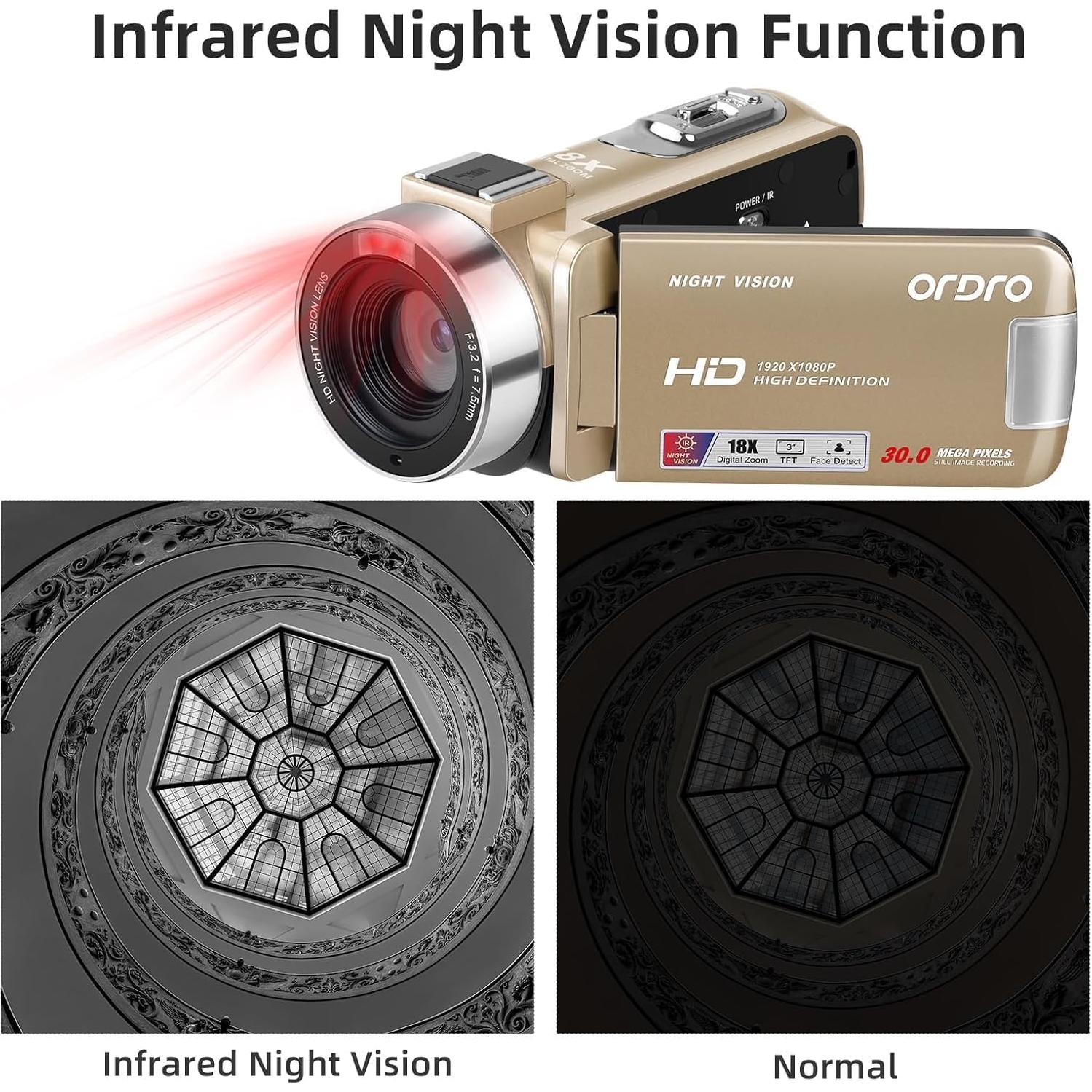 Cámara de Video ORDRO B320 HD 1080P 18X Zoom Infrarroja