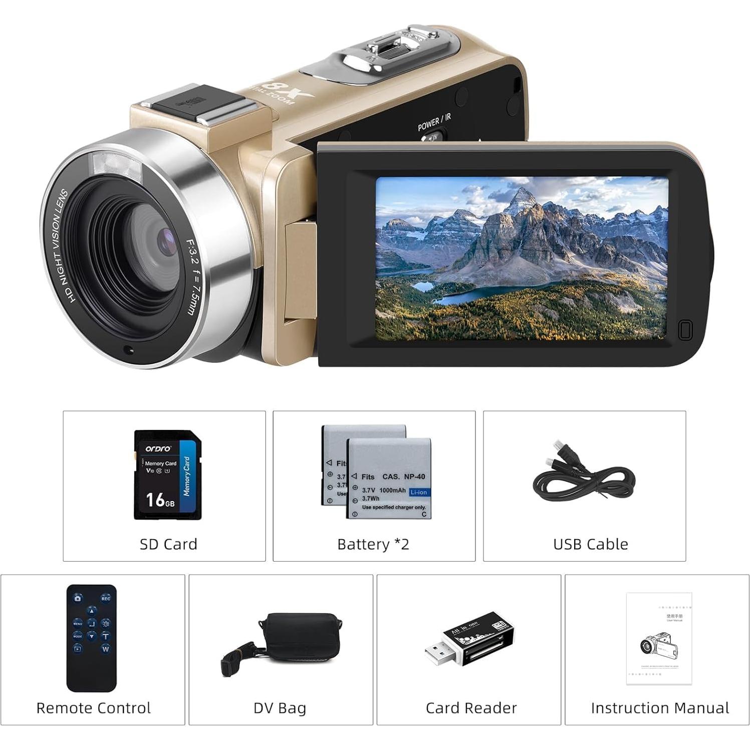 Cámara de Video ORDRO B320 HD 1080P 18X Zoom Infrarroja