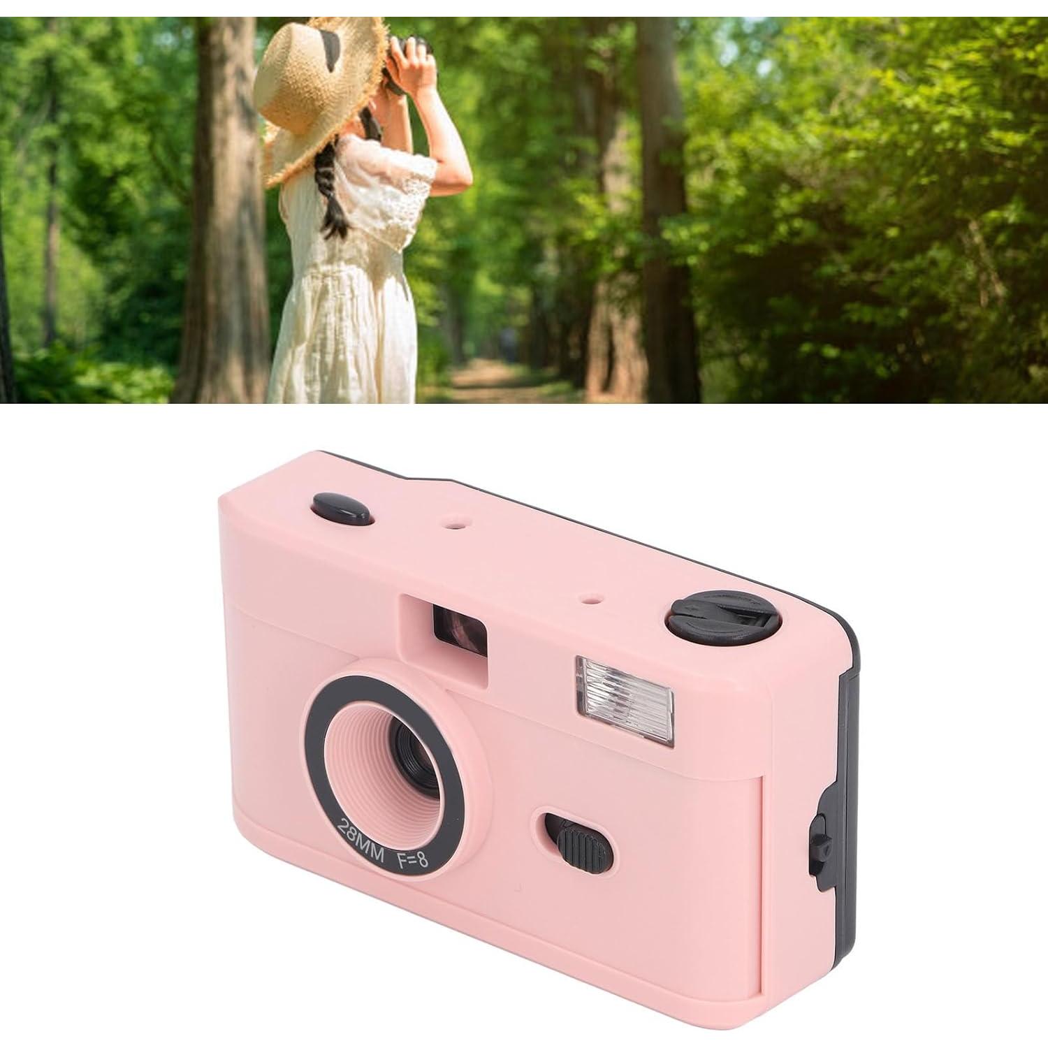 Cámara de película 35MM Zopsc lente 28MM f/8 vintage rosada