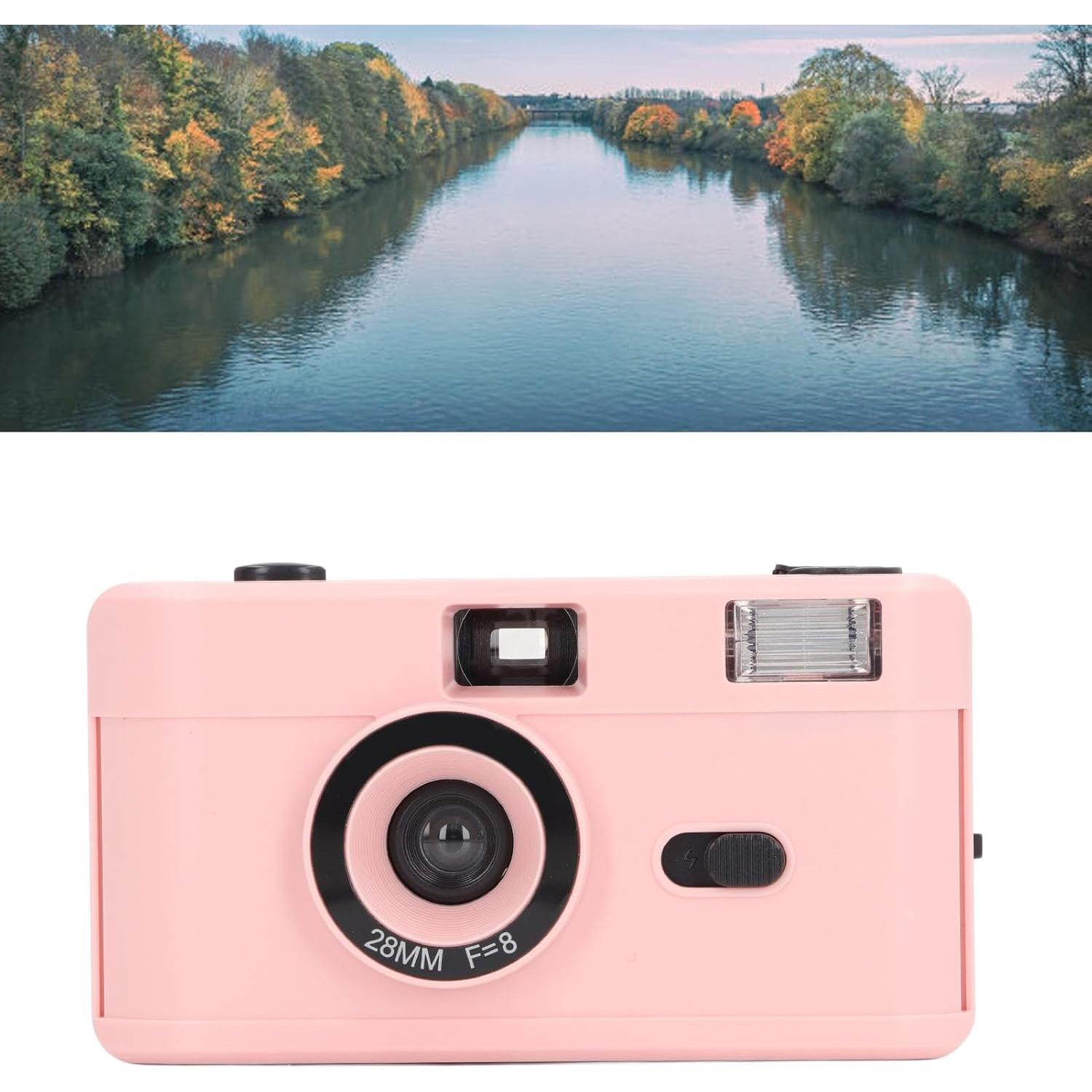 Cámara de película 35MM Zopsc lente 28MM f/8 vintage rosada