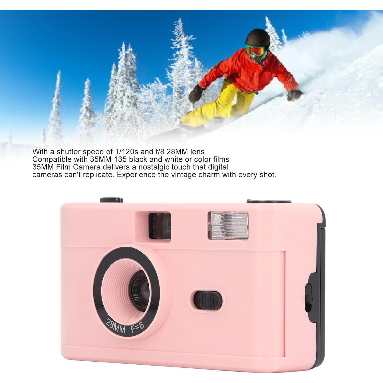 Cámara de película 35MM Zopsc lente 28MM f/8 vintage rosada
