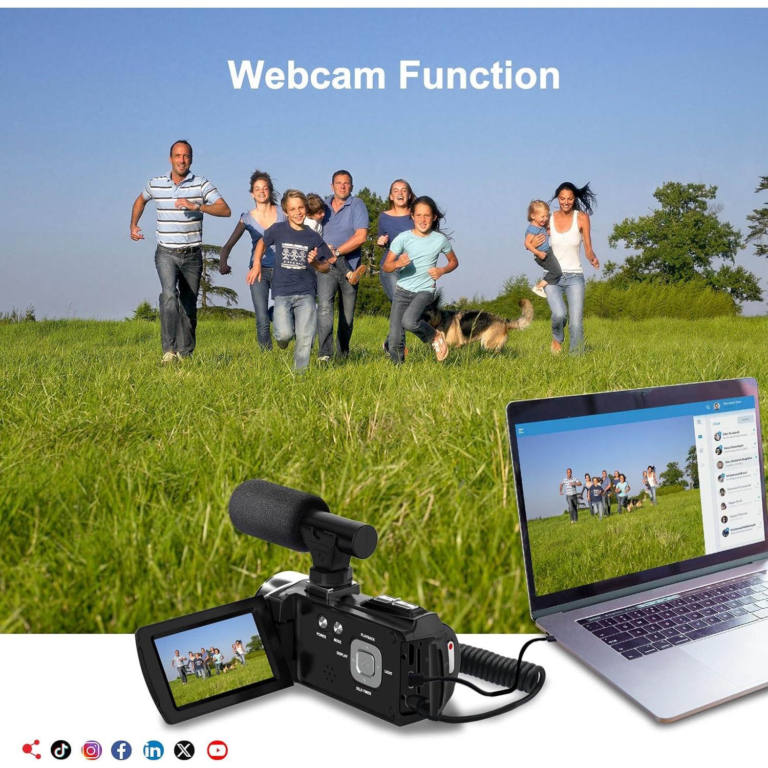 Video Camera Camcorder 4K 48MP Digital Vlogging Camera for YouTube 3.0 Inch 270°Rotation LCD Screen 18x Digital Zoom Video Recorder with Microphone, 2 Batteries