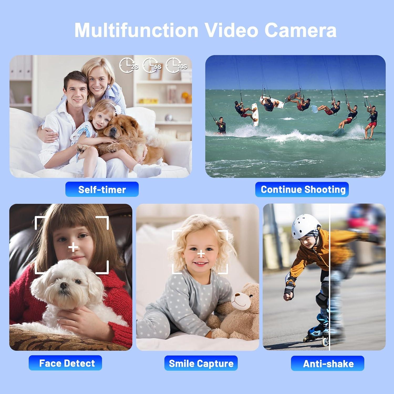 Video Camera Camcorder 4K 48MP Digital Vlogging Camera for YouTube 3.0 Inch 270°Rotation LCD Screen 18x Digital Zoom Video Recorder with Microphone, 2 Batteries