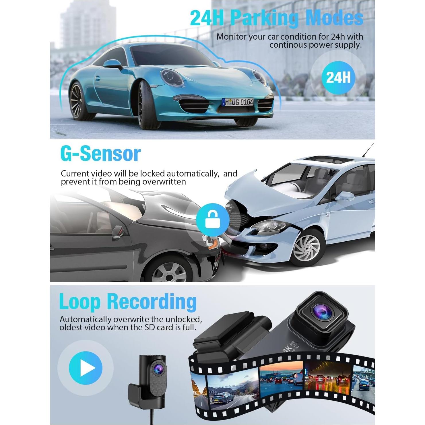 Cámara Dash OMAR M572 4K Delantera y Trasera WiFi 5G