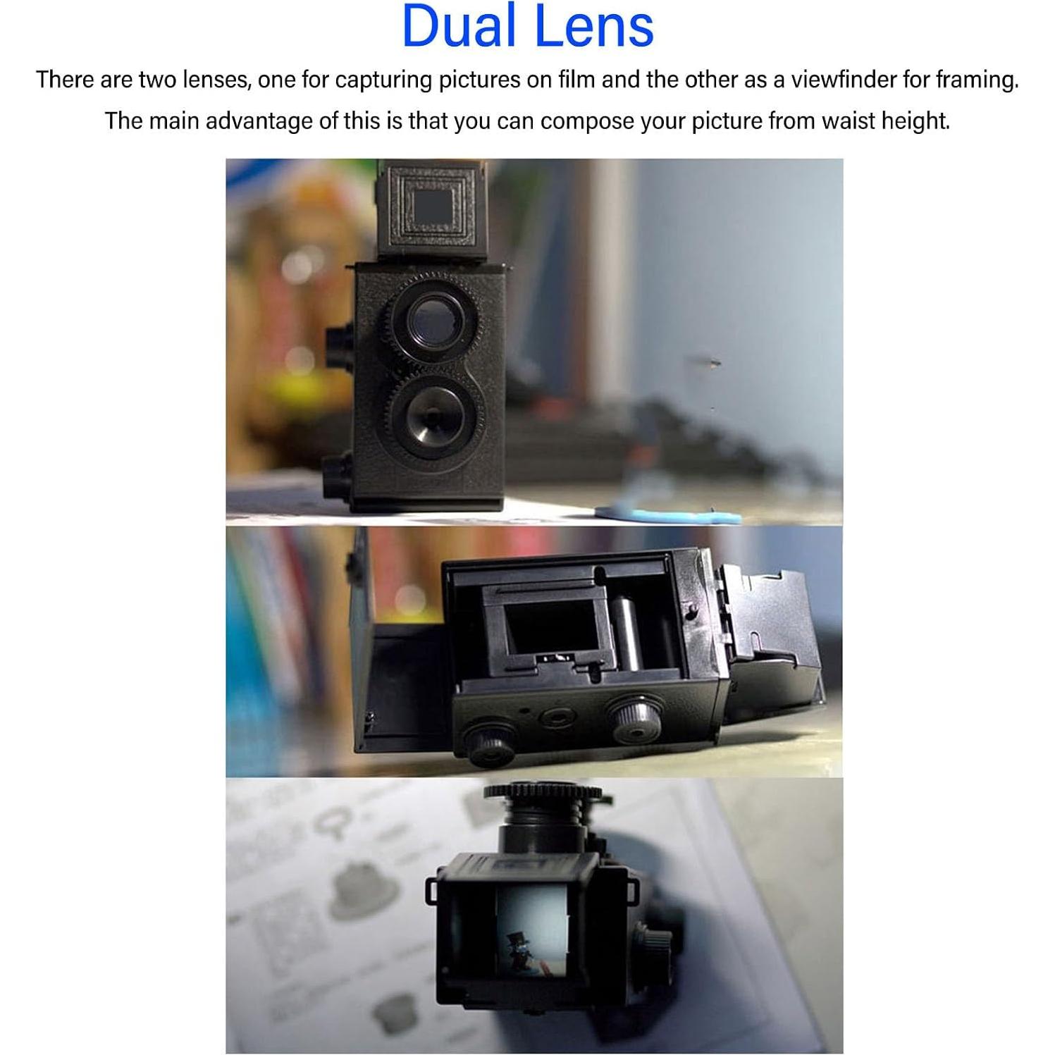 Cámara de película TLR retro Tangxi 35MM doble lente DIY