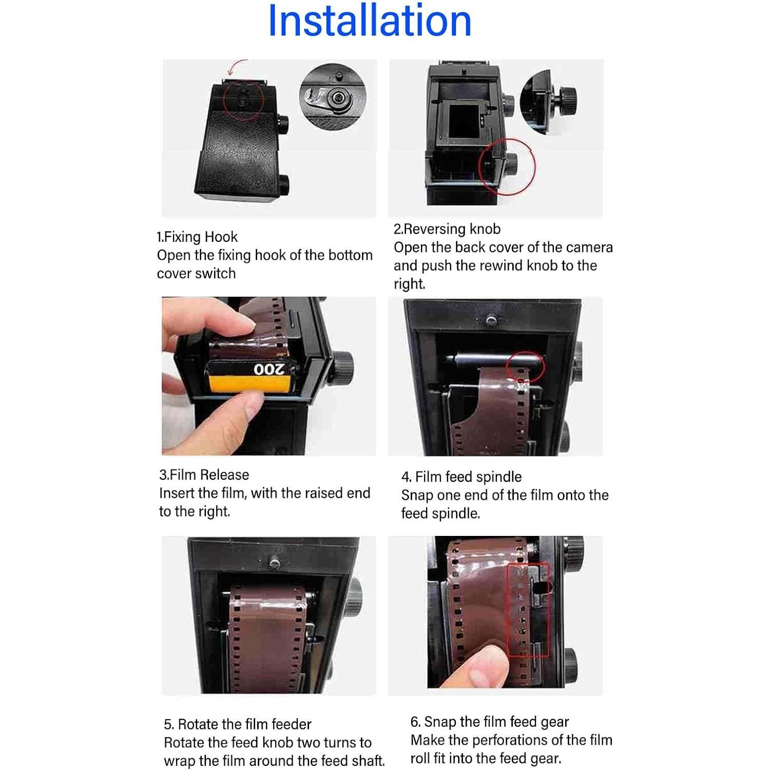 Cámara de película TLR retro Tangxi 35MM doble lente DIY