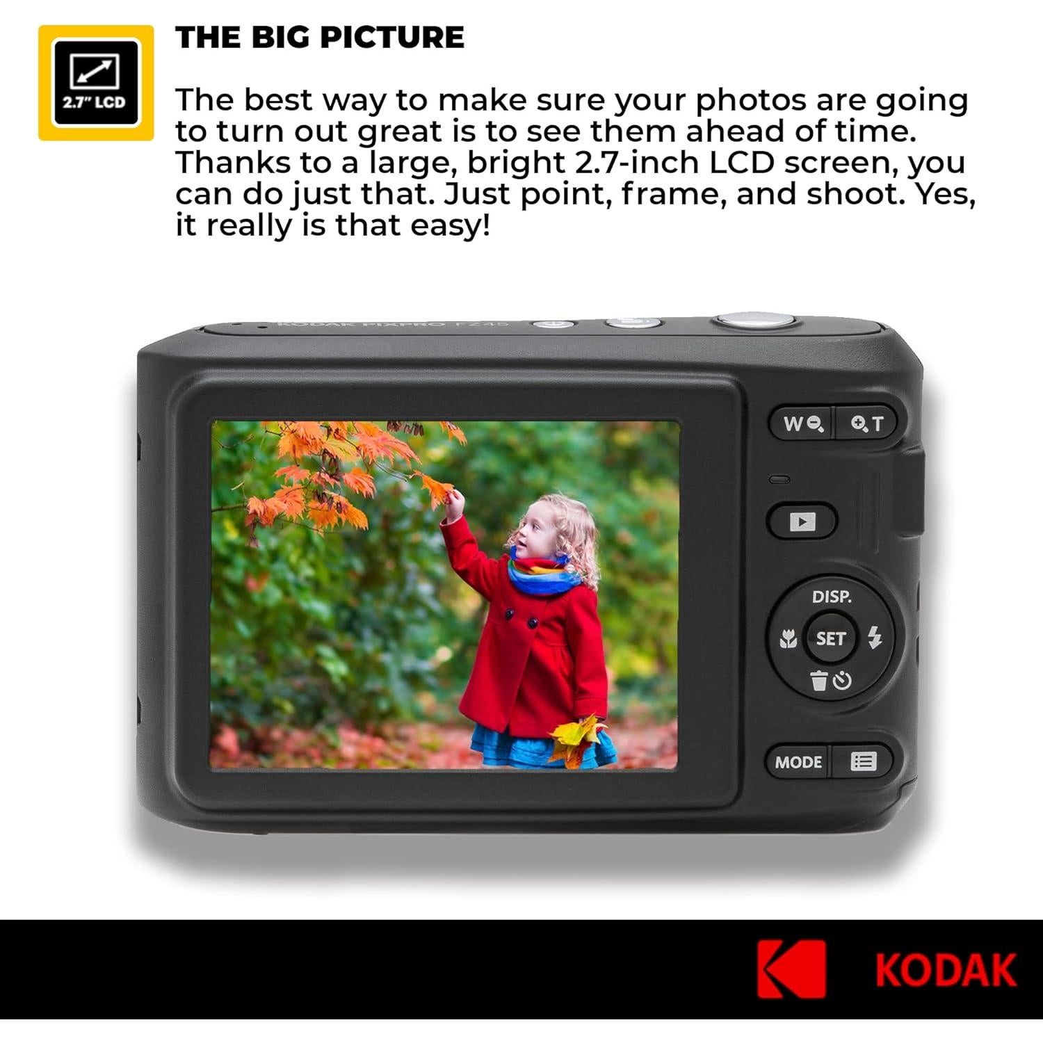 Cámara Digital Kodak PIXPRO FZ45 16MP + Accesorios Completo