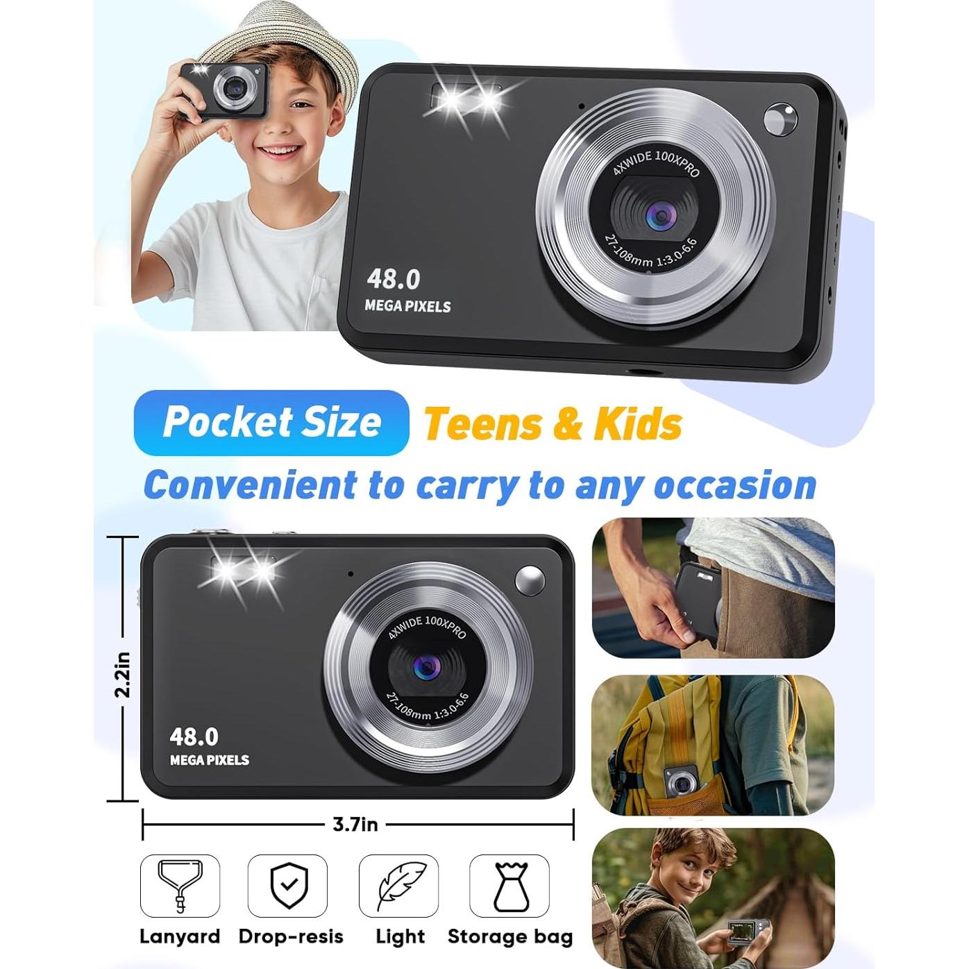 Cámara Digital Anchioo CA07 48MP FHD 1080P Zoom 18x Niños