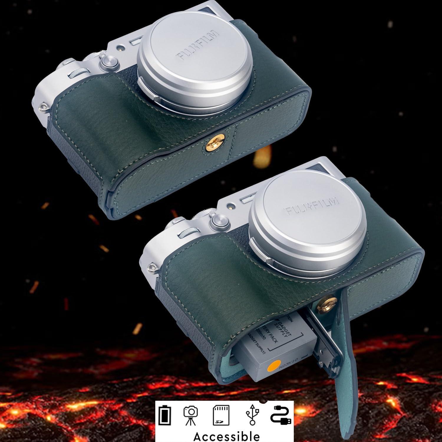 Funda de cámara Bowan para Fujifilm X100VI de cuero verde