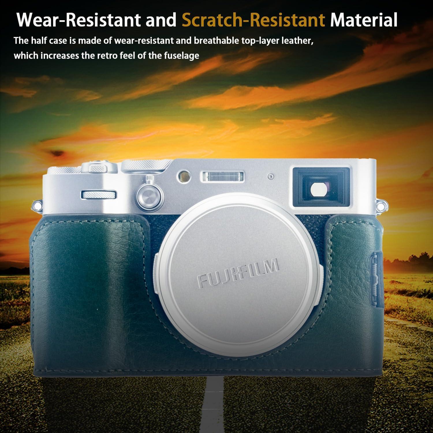 Funda de cámara Bowan para Fujifilm X100VI de cuero verde