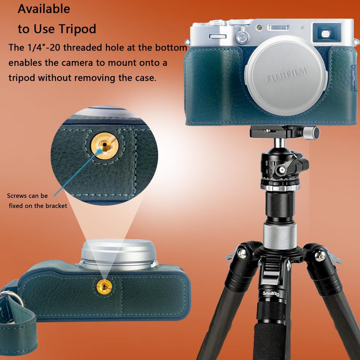 Funda de cámara Bowan para Fujifilm X100VI de cuero verde