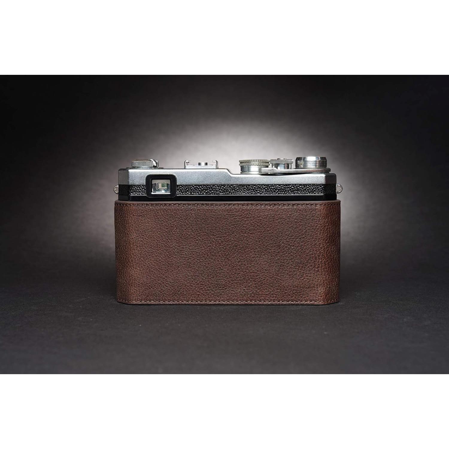 Funda de cámara BolinUS para Nikon S2 de cuero genuino café