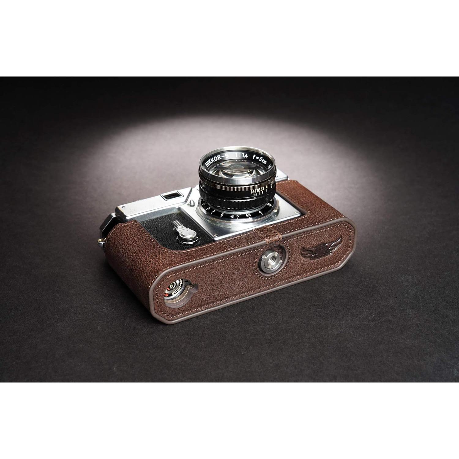 Funda de cámara BolinUS para Nikon S2 de cuero genuino café