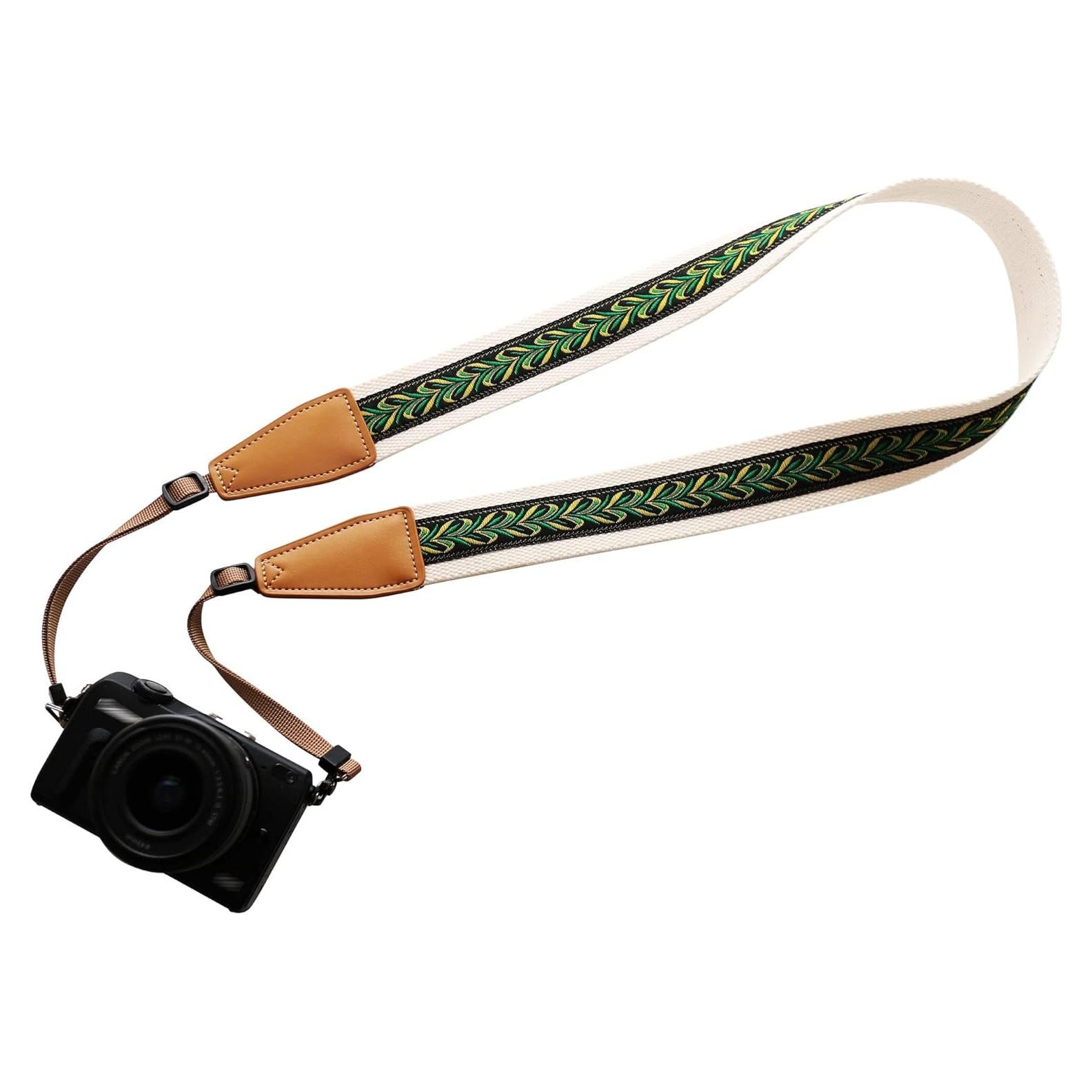 Correa de Cámara Ajustable Vintage Pluma de Pavo Real