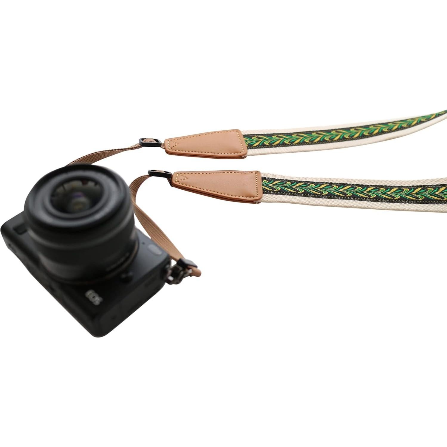 Correa de Cámara Ajustable Vintage Pluma de Pavo Real