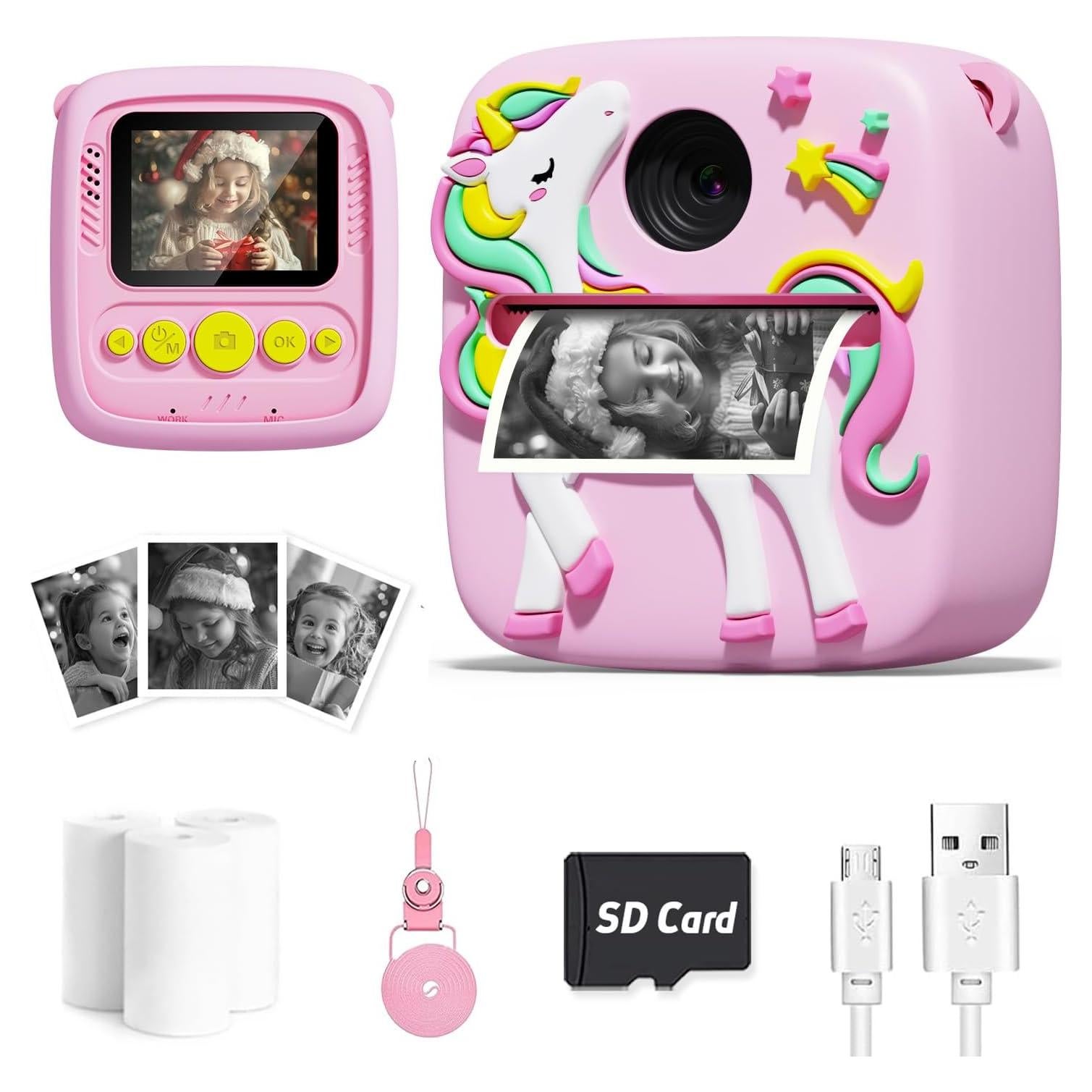 Cámara Instantánea Digital Lizzbey 48MP Rosa para Niños