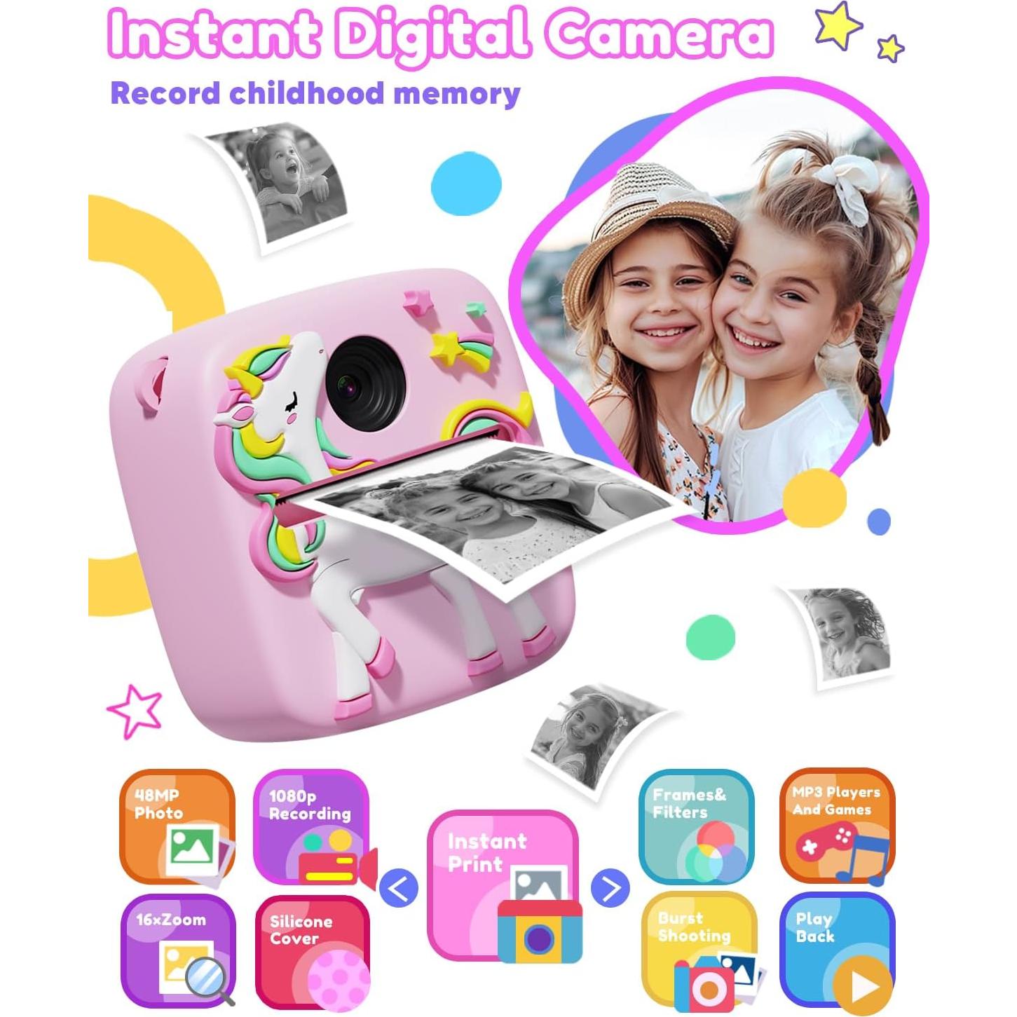 Cámara Instantánea Digital Lizzbey 48MP Rosa para Niños