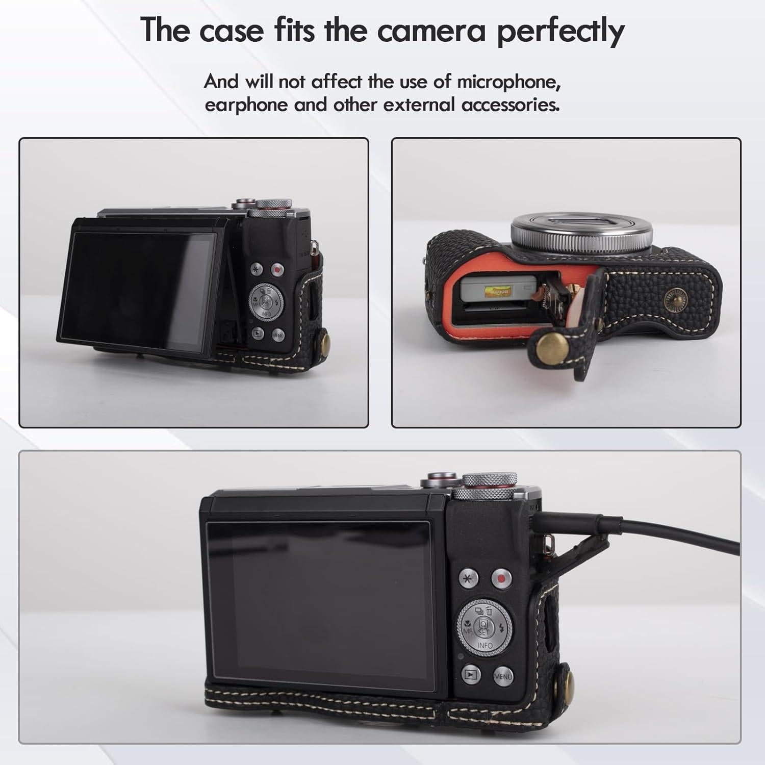 Funda de Cuero para Cámara Canon PowerShot G7X G7X II III