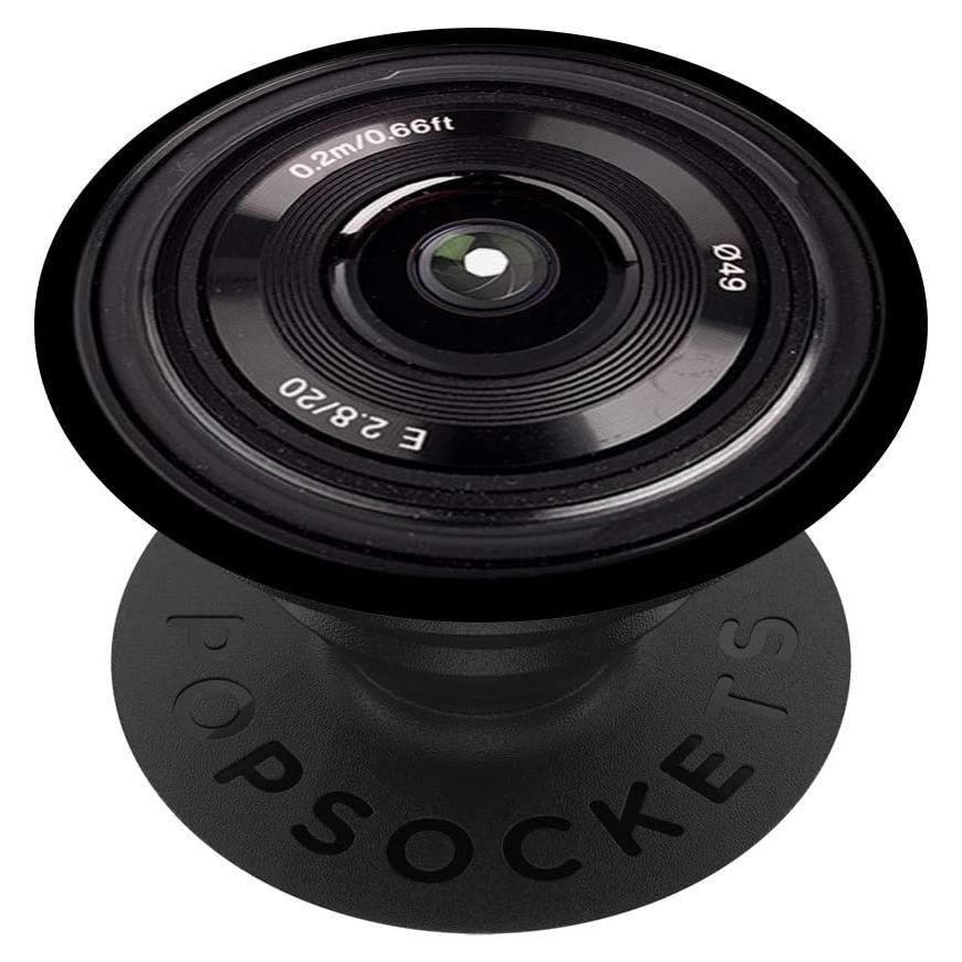 Cámara SLR retro PopSockets con gráfico de lente vintage