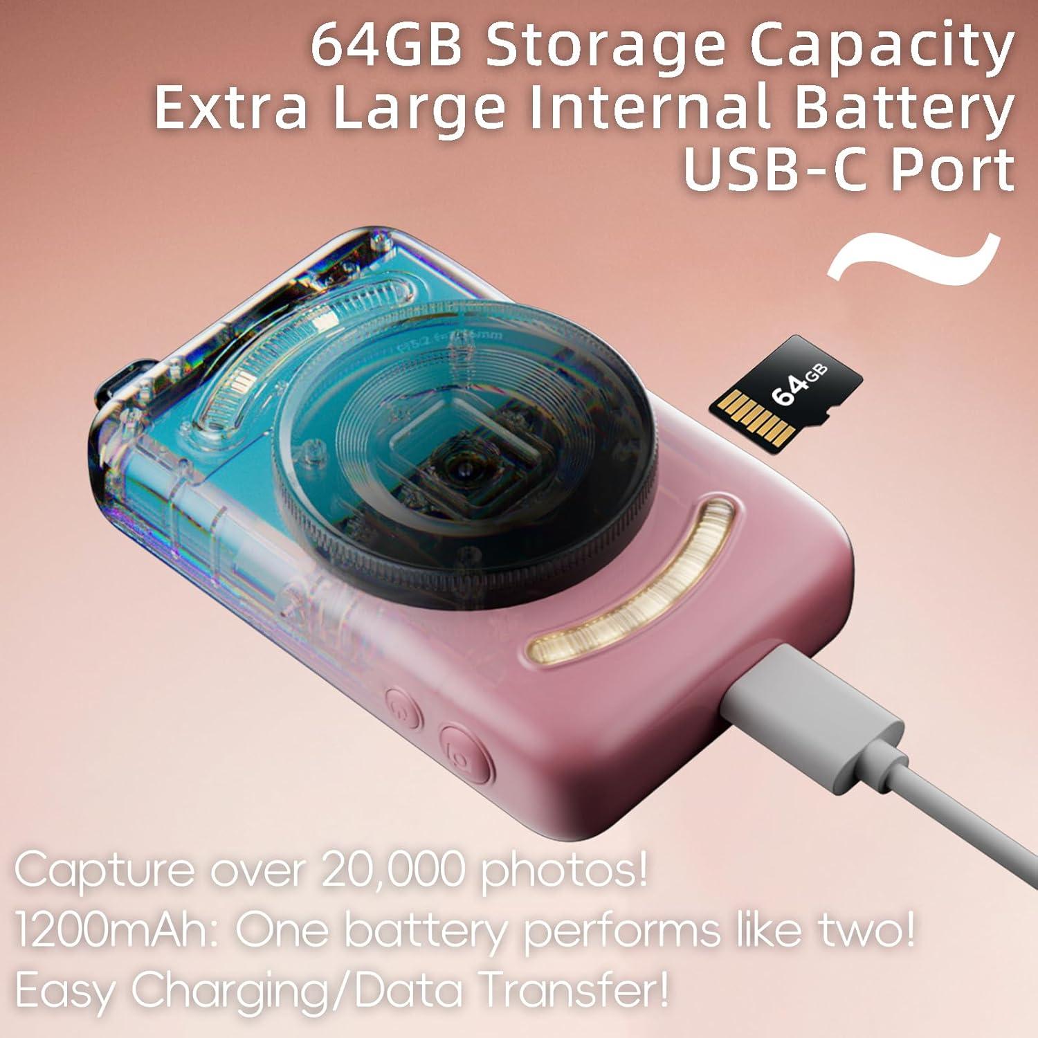 Cámara Digital Vaktare Gud E3 64MP Rosa con Zoom 16X