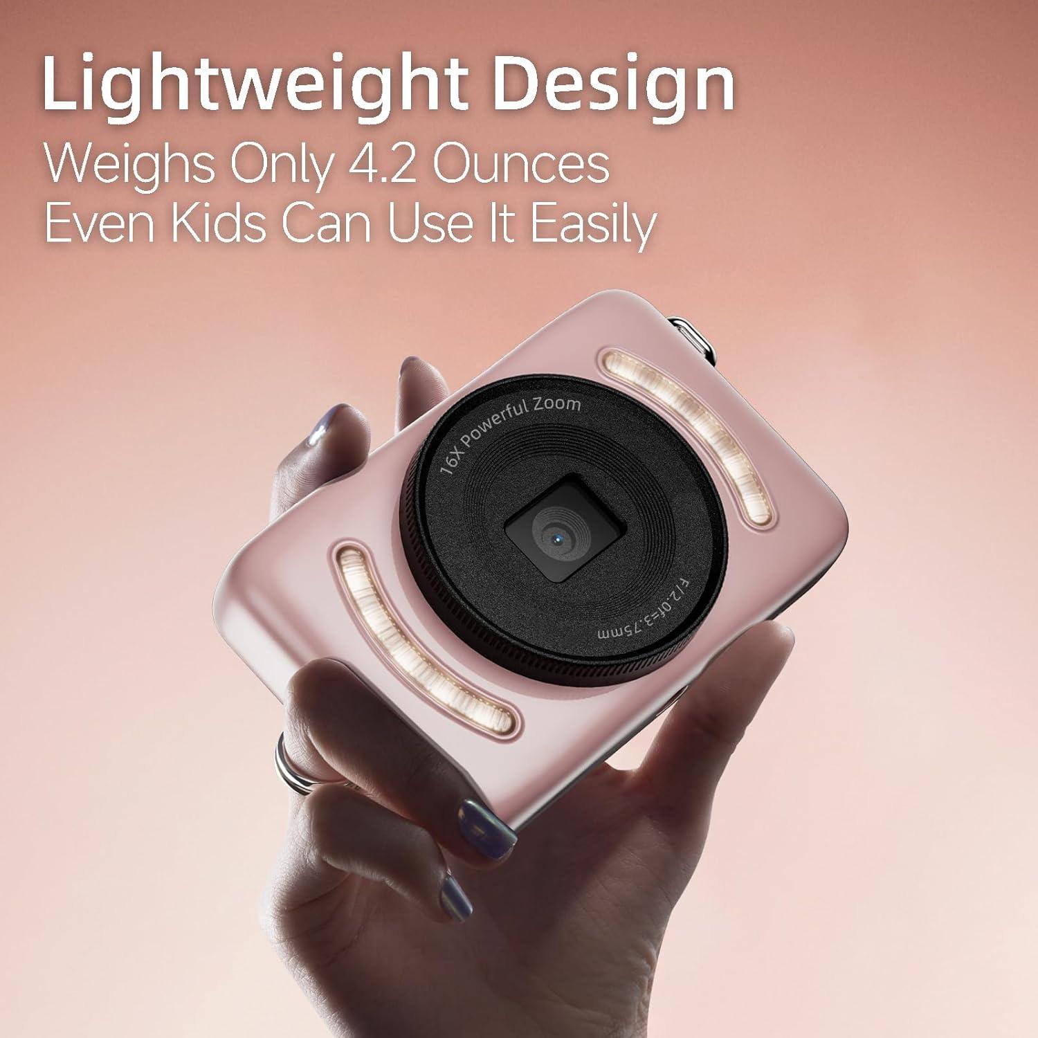 Cámara Digital Vaktare Gud E3 64MP Rosa con Zoom 16X