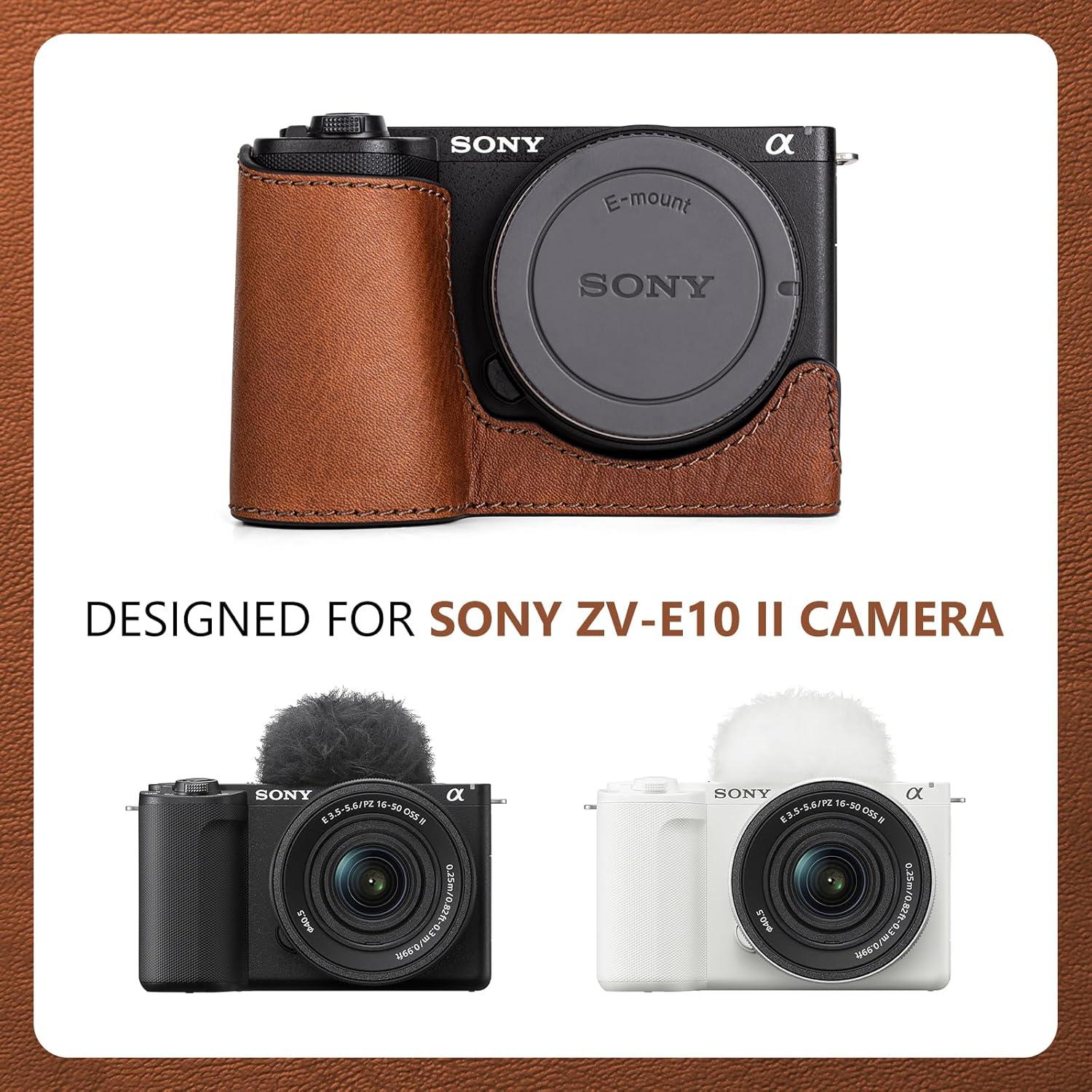 Funda Protectora MUZIRI KINOKOO para Sony ZV-E10 II - Cuero Genuino Marrón