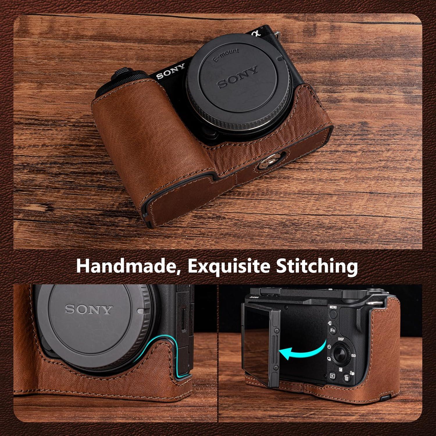 Funda Protectora MUZIRI KINOKOO para Sony ZV-E10 II - Cuero Genuino Marrón