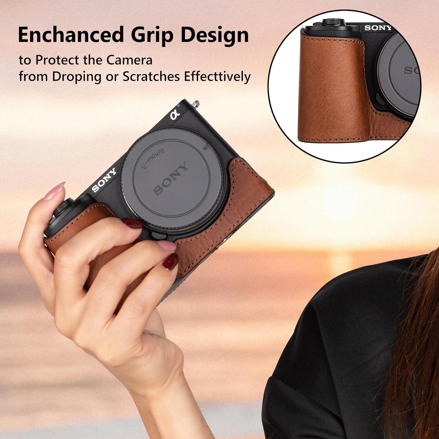 Funda Protectora MUZIRI KINOKOO para Sony ZV-E10 II - Cuero Genuino Marrón