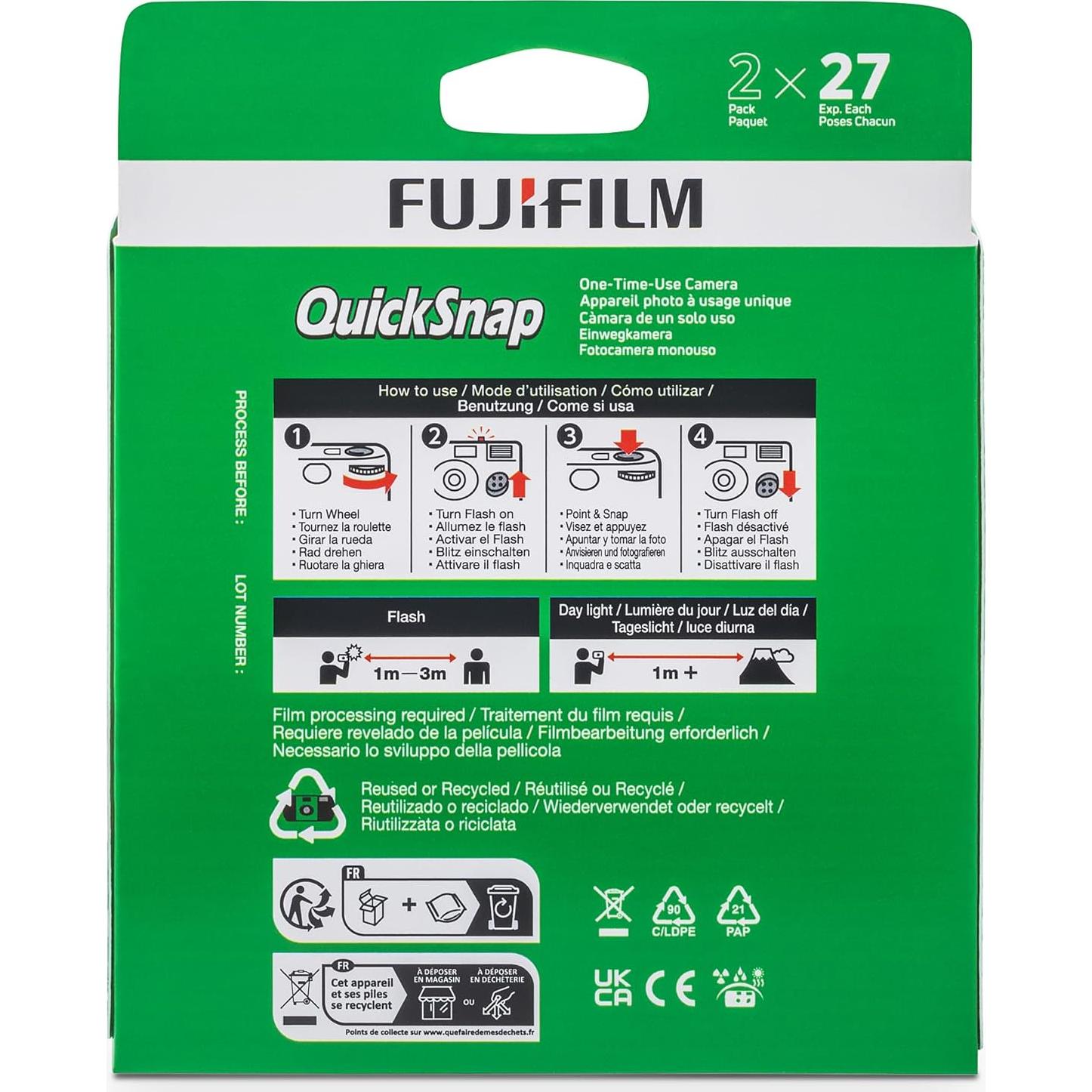 Cámara desechable Fujifilm QuickSnap Flash 400 - Paquete de 2