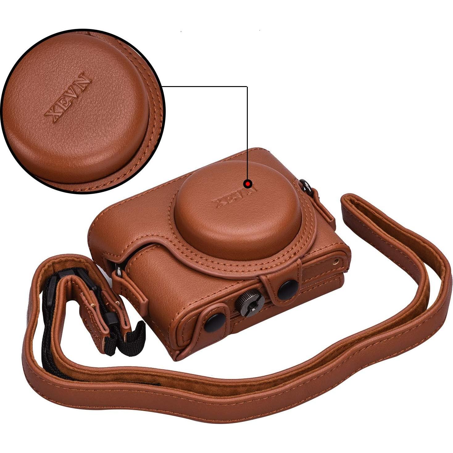 Funda de cuero XEVN para cámara Sony DSC-RX100 - Marrón
