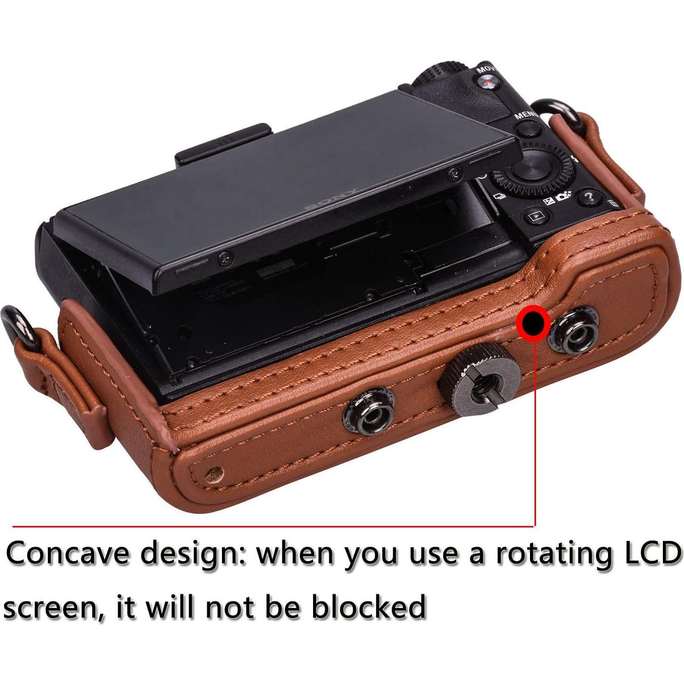 Funda de cuero XEVN para cámara Sony DSC-RX100 - Marrón