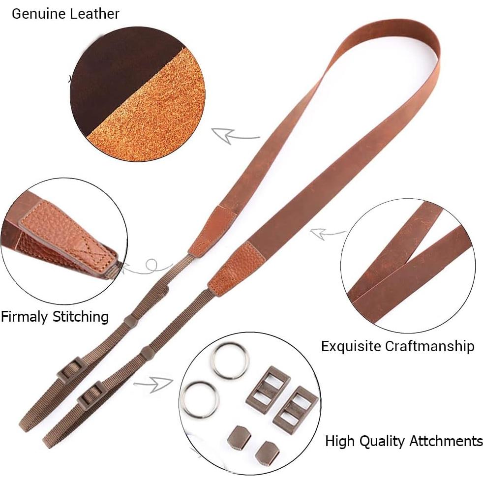 Correa de cámara de cuero CANPIS Crazy Horse ajustable 750-1100mm